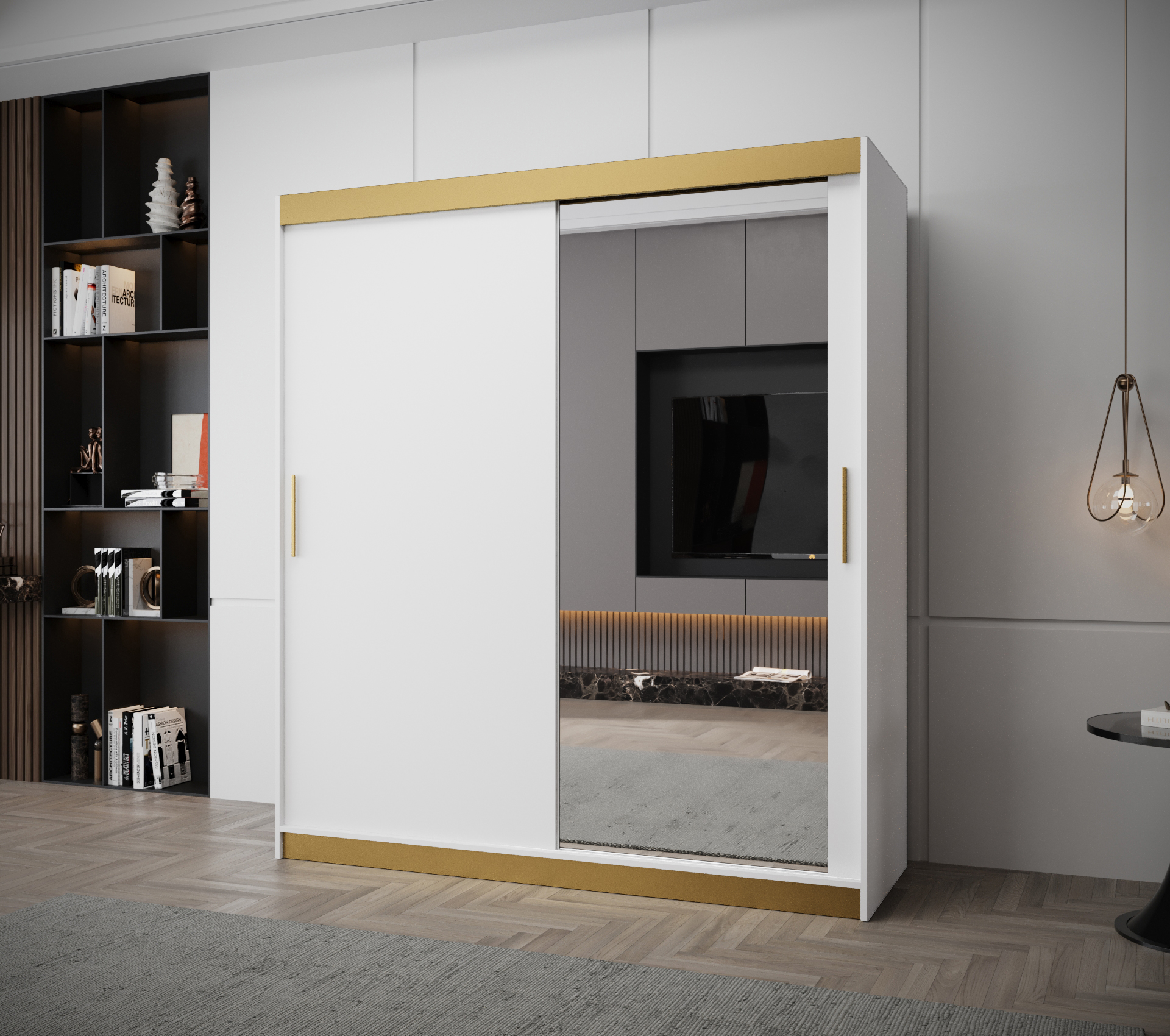 Šatní skříň Abi Tokyo 2 Premium Barva korpusu: Bílá + zlatá
