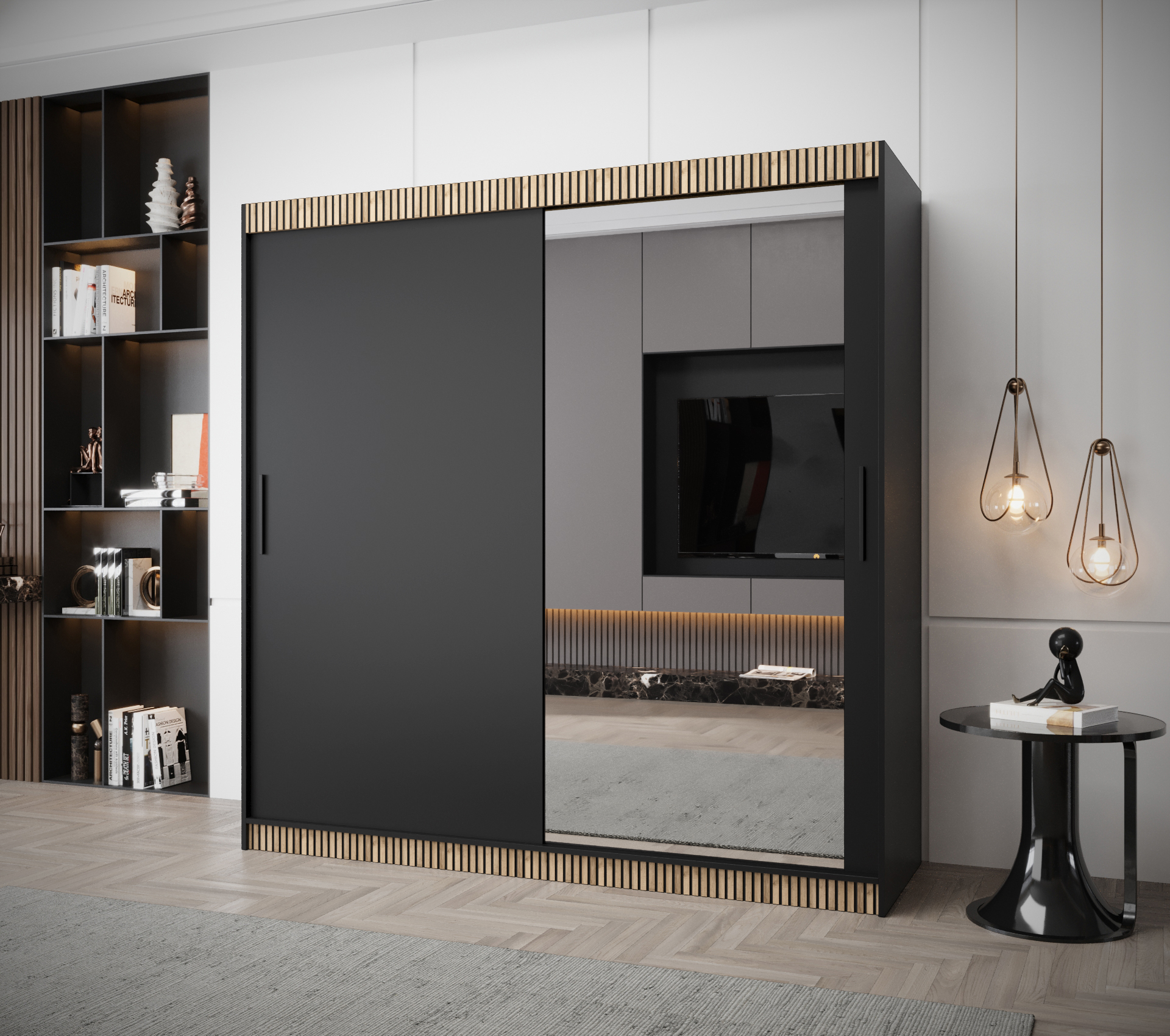 Šatní skříň Abi Tokyo 2 Premium Barva korpusu: Černá + dub wotan
