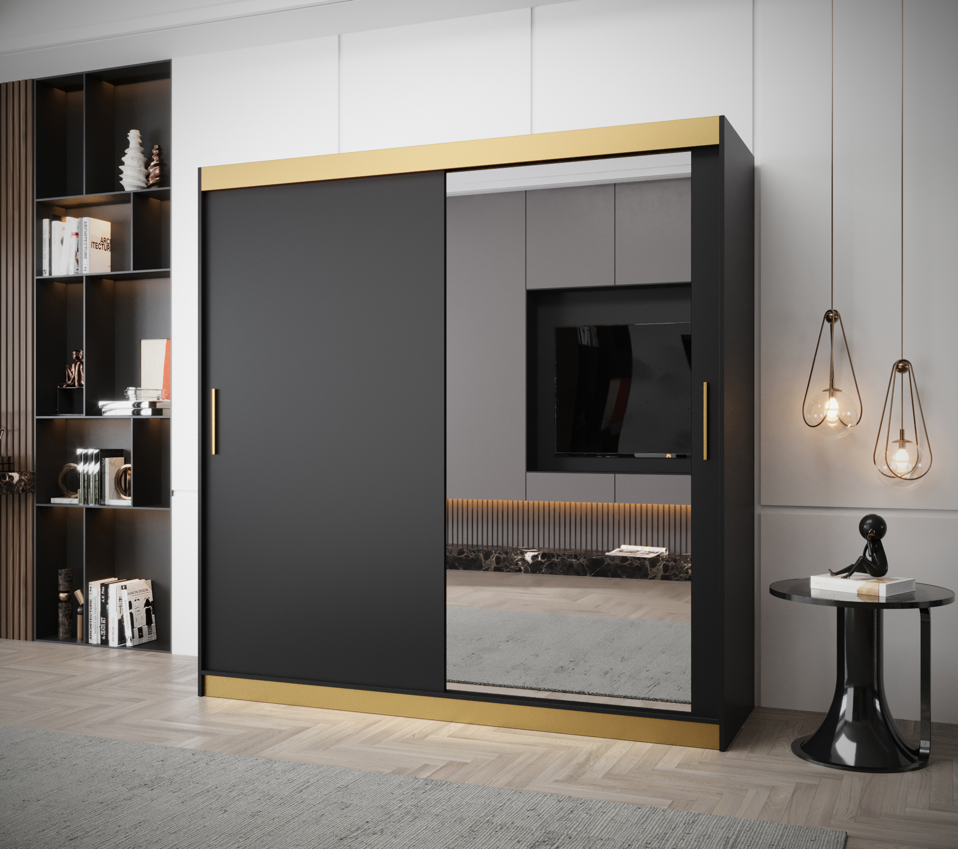 Šatní skříň Abi Tokyo 2 Premium Barva korpusu: Černá + zlatá