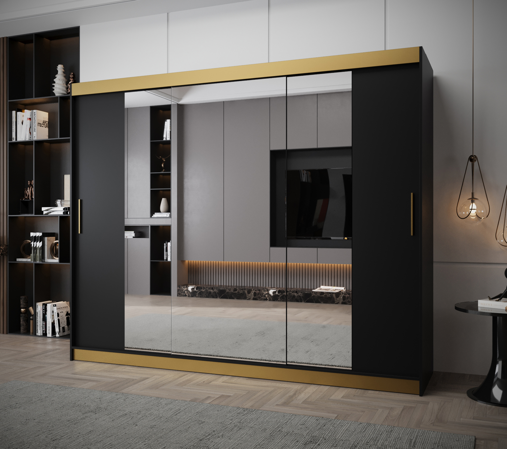 Šatní skříň Abi Tokyo 2 Premium Barva korpusu: Černá + zlatá