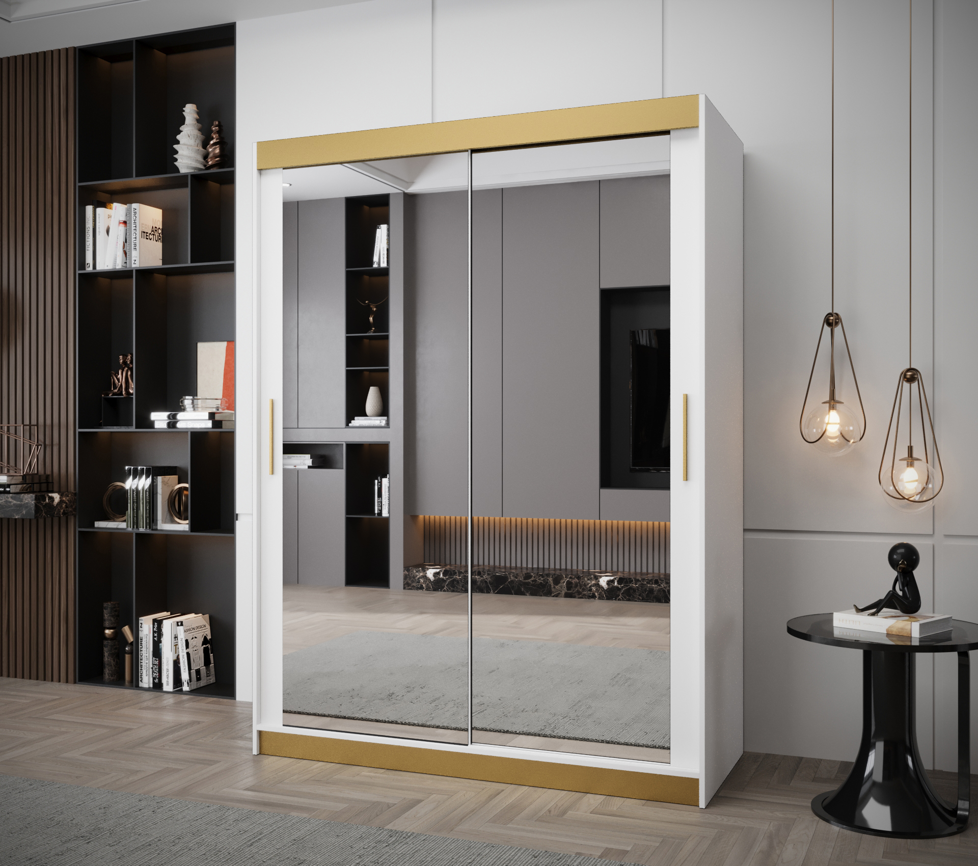 Šatní skříň Abi Tokyo 3 Premium Barva korpusu: Bílá + zlatá