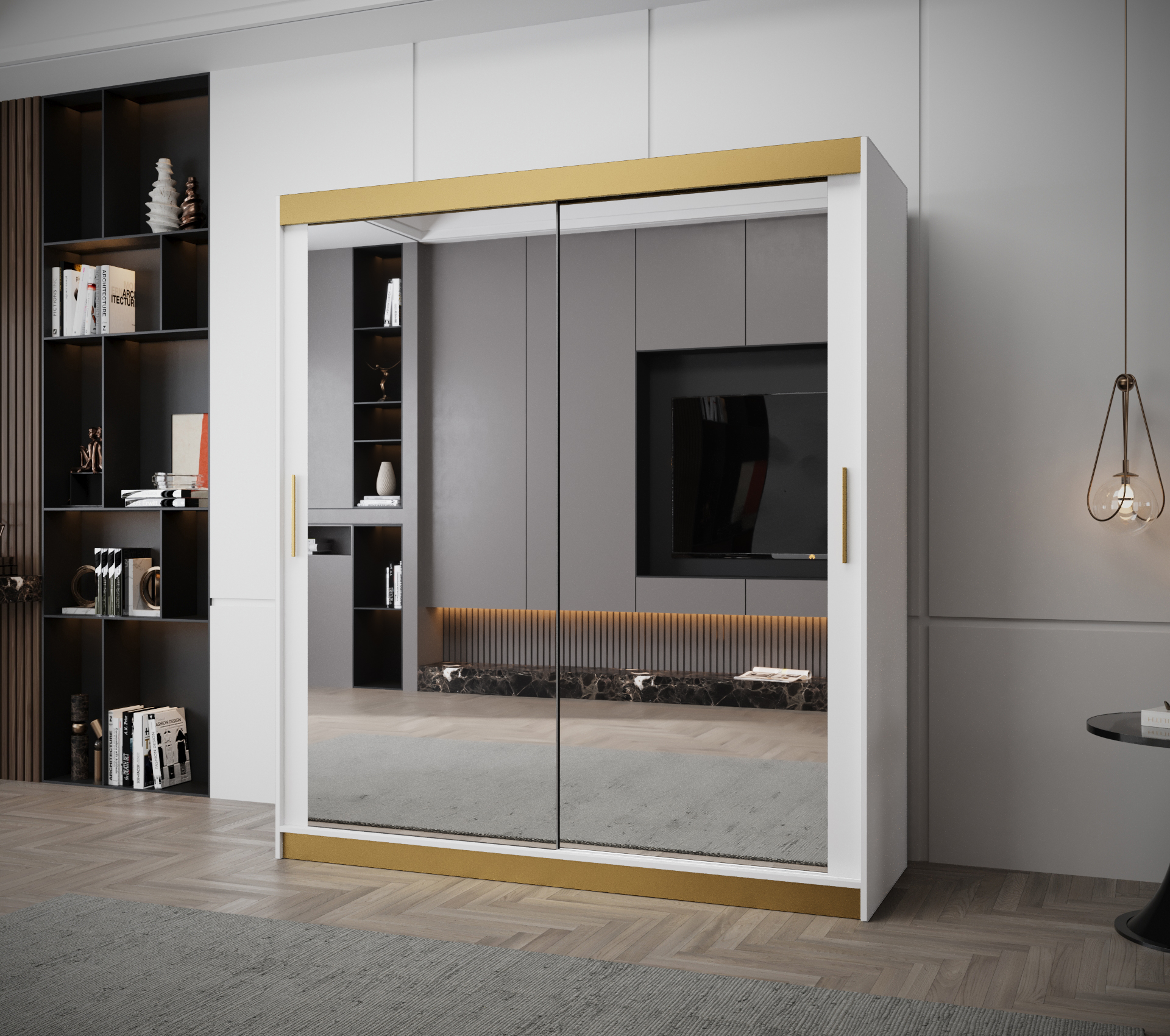 Šatní skříň Abi Tokyo 3 Premium Barva korpusu: Bílá + zlatá