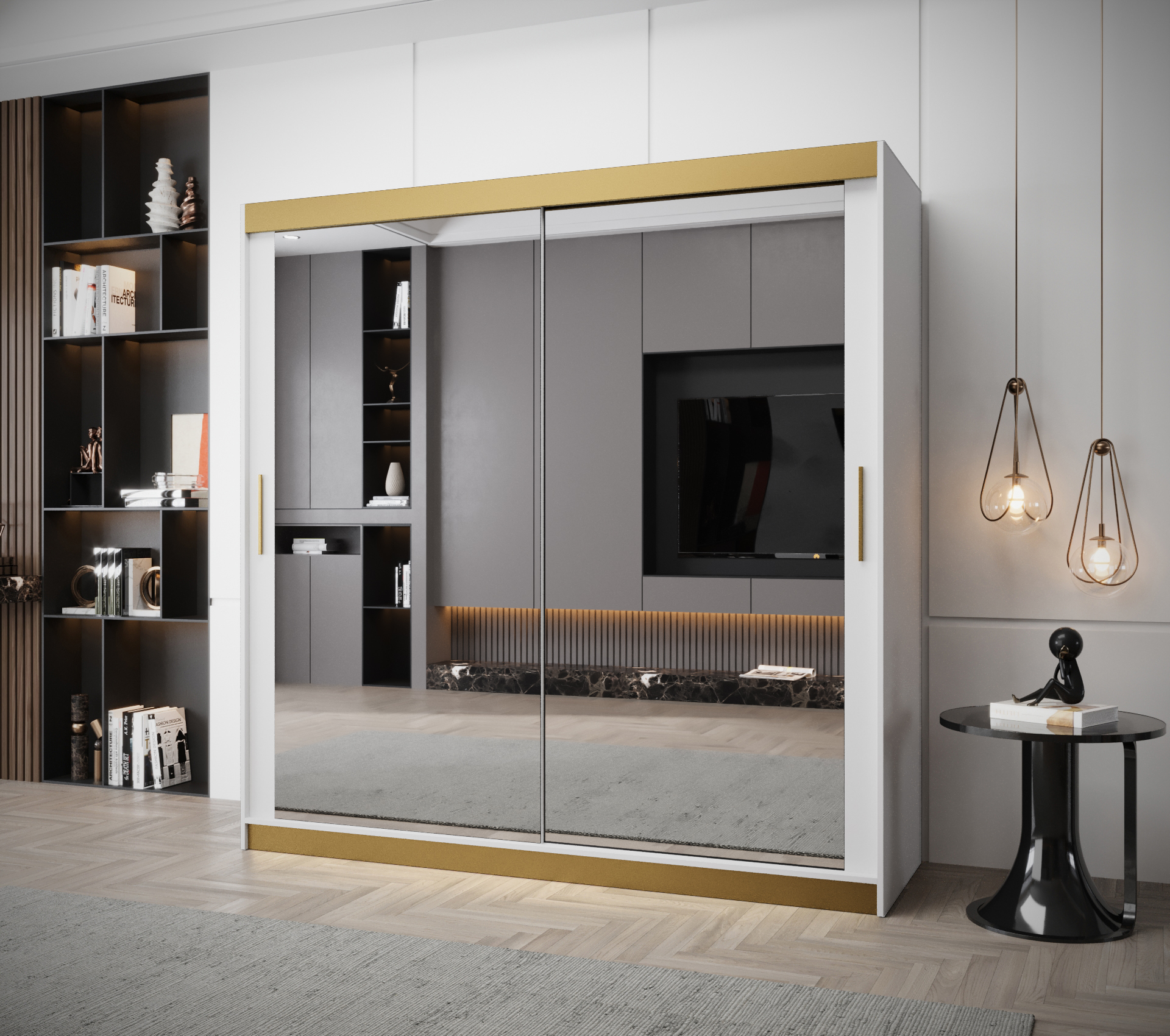 Šatní skříň Abi Tokyo 3 Premium Barva korpusu: Bílá + zlatá