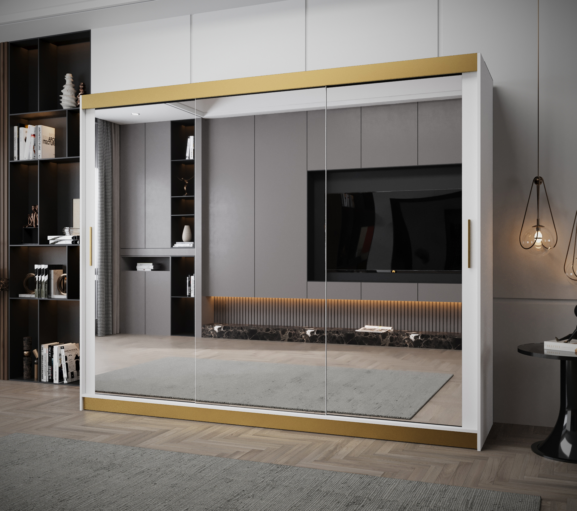 Šatní skříň Abi Tokyo 3 Premium Barva korpusu: Bílá + zlatá