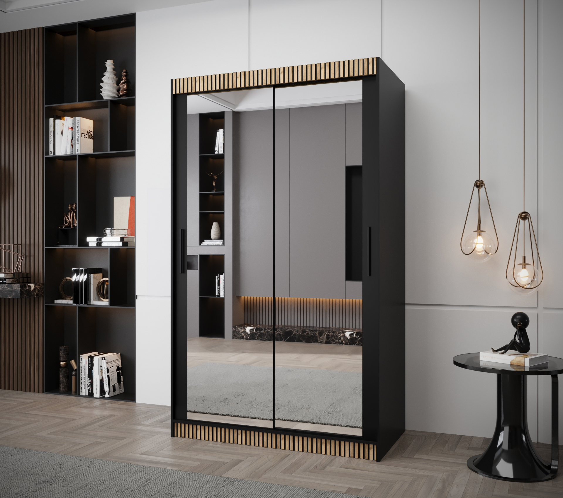 Šatní skříň Abi Tokyo 3 Premium Barva korpusu: Černá + dub wotan