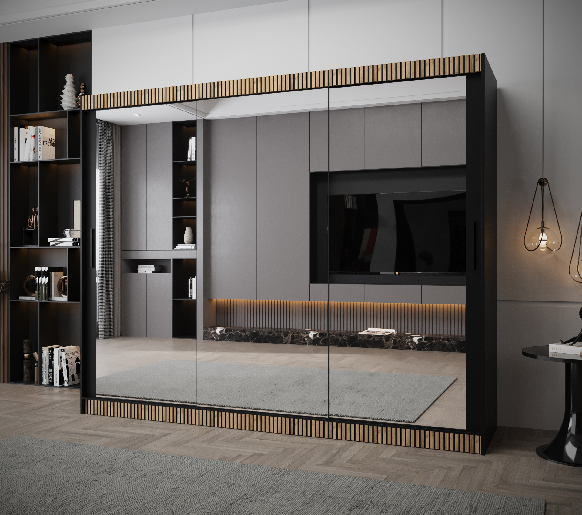 Šatní skříň Abi Tokyo 3 Premium Barva korpusu: Černá + dub wotan