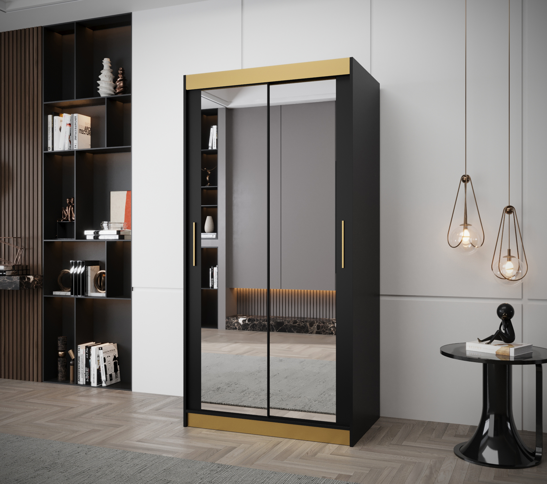 Šatní skříň Abi Tokyo 3 Premium Barva korpusu: Černá + zlatá