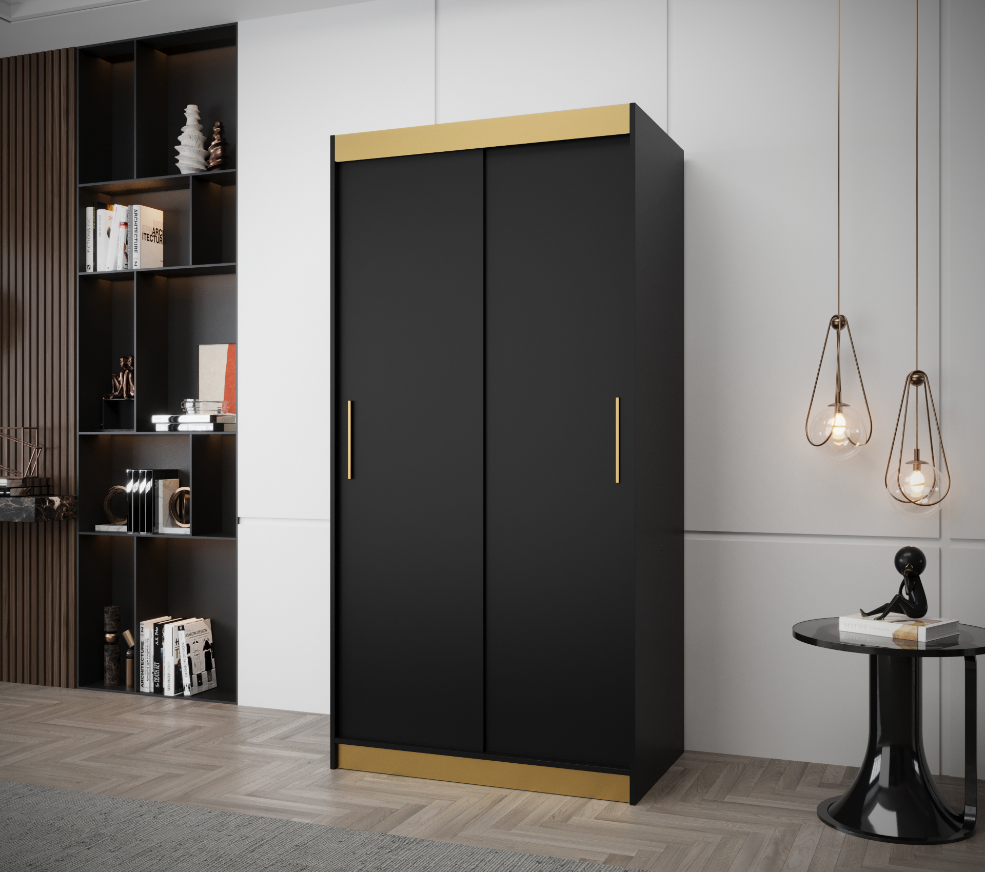 Šatní skříň Abi Tokyo Premium Barva korpusu: Černá + zlatá