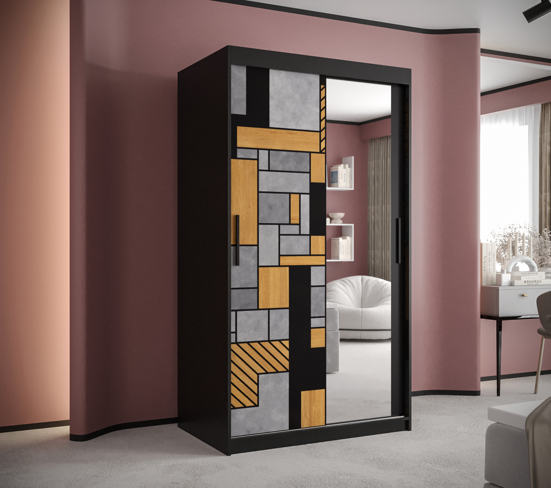 Šatní skříň Abi Walencja 2 Barva korpusu: Černá