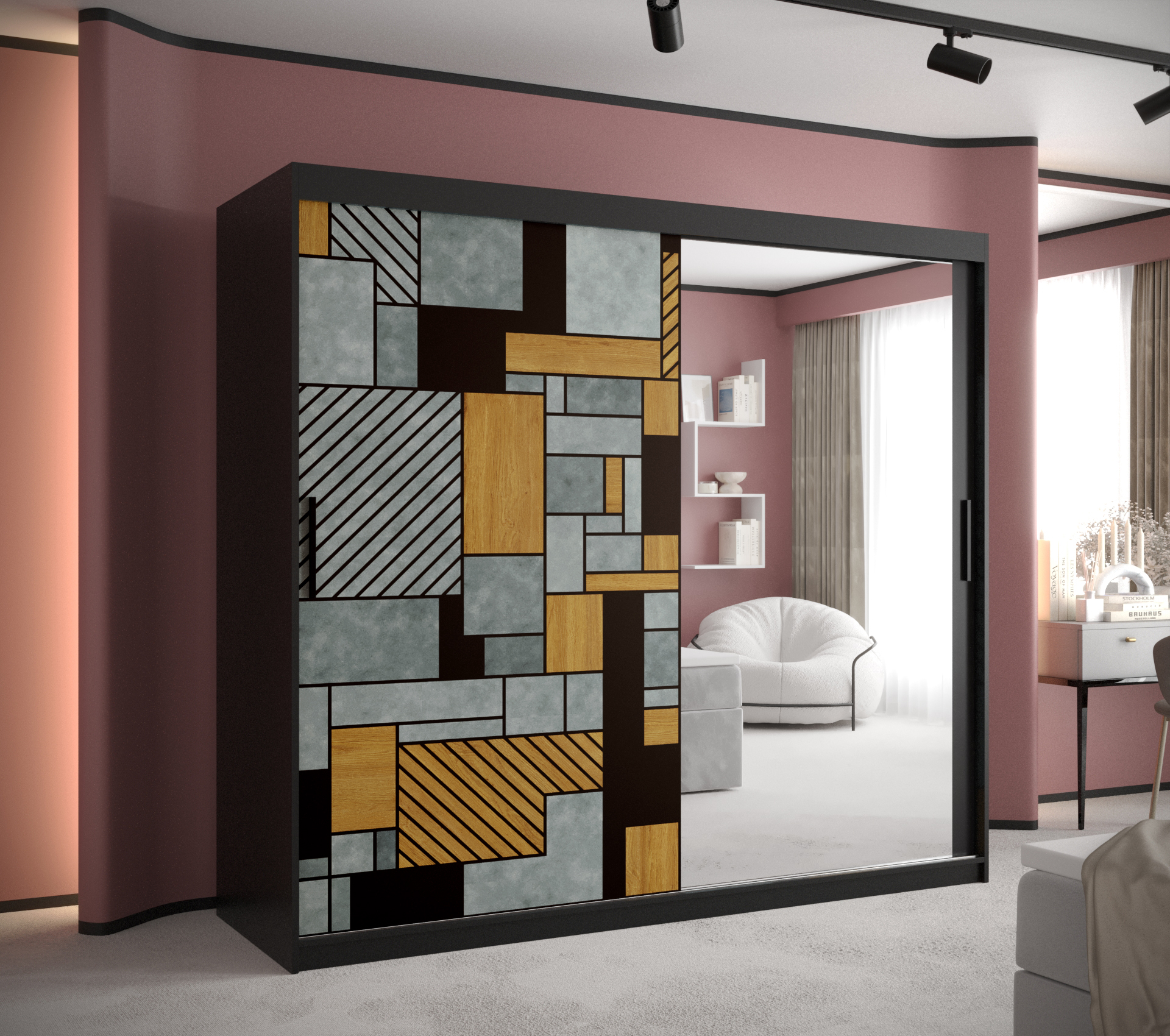 Šatní skříň Abi Walencja 2 Barva korpusu: Černá