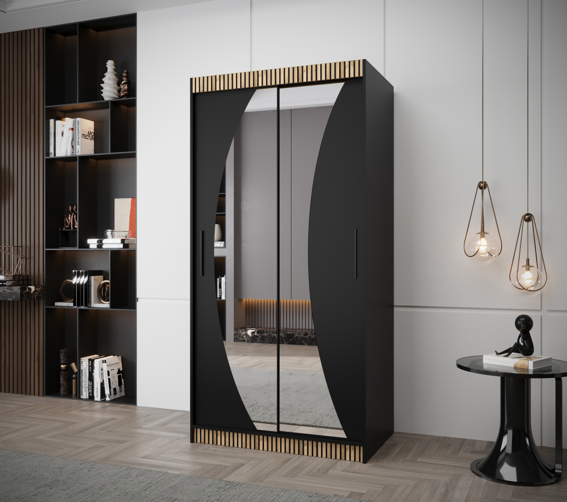 Šatní skříň Abi Wave Premium Barva korpusu: Černá + dub wotan
