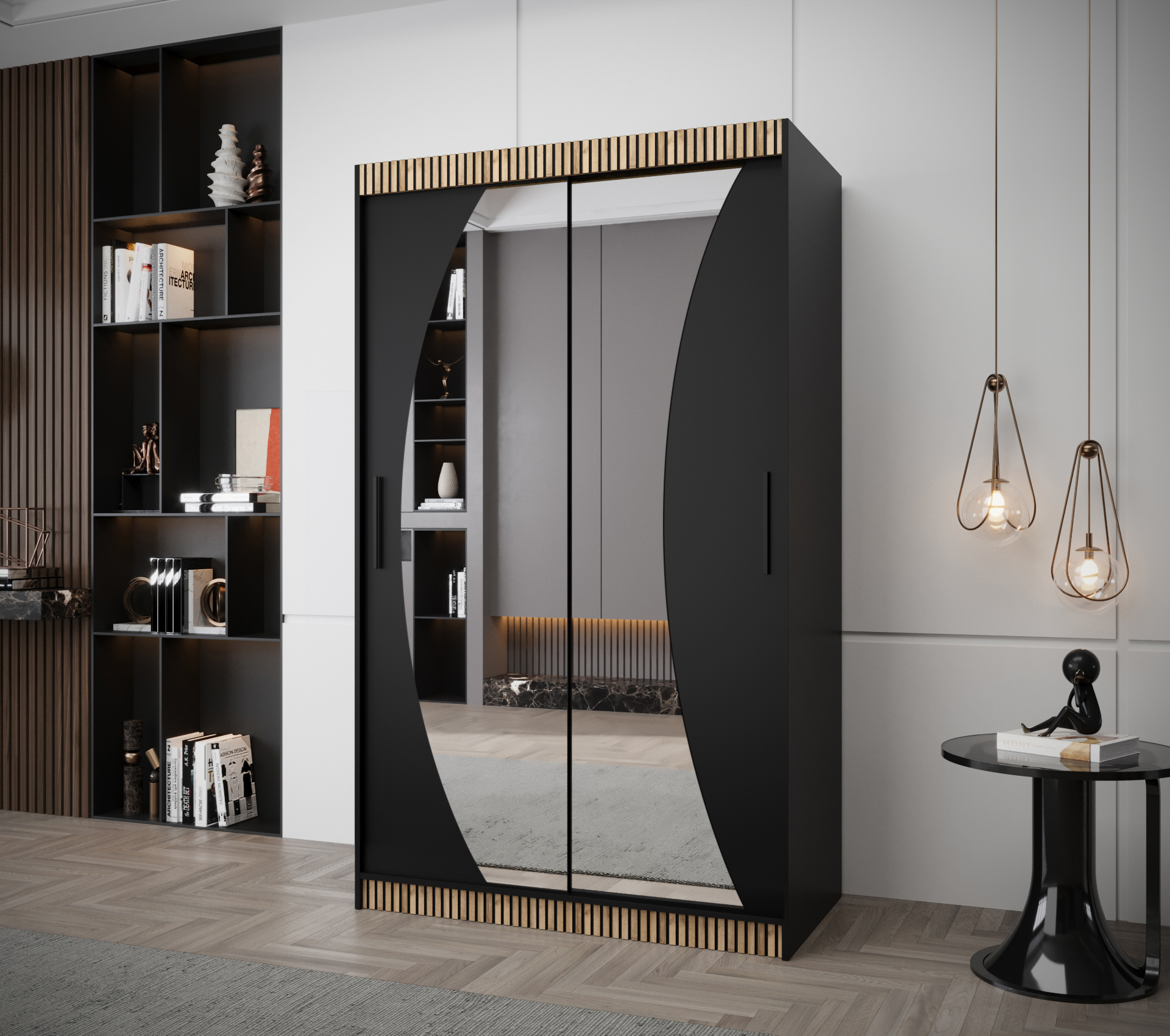 Šatní skříň Abi Wave Premium Barva korpusu: Černá + dub wotan