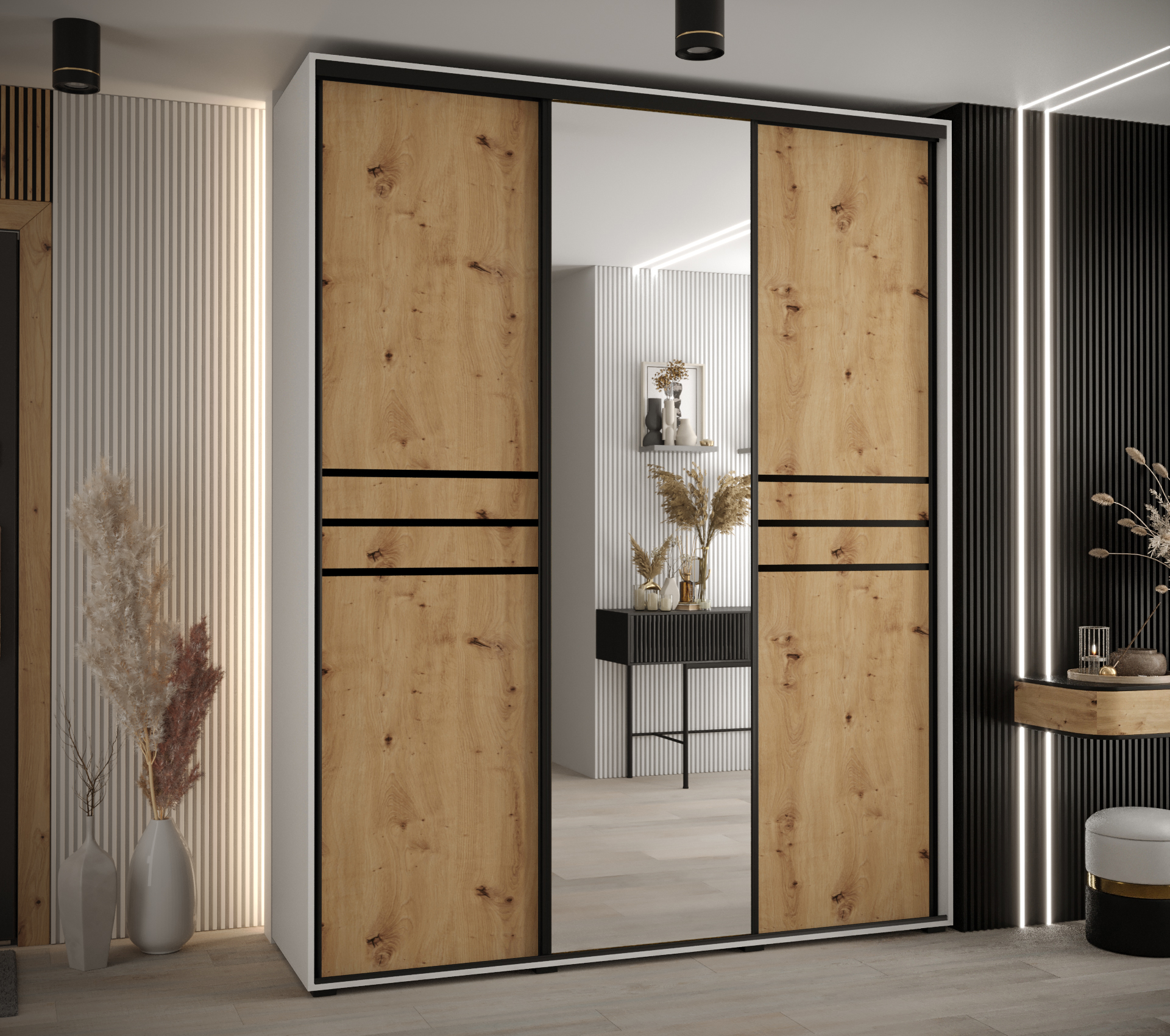 Šatní skříň Cannes 11 - hloubka 45 cm Barva korpusu: Dub - Artisan