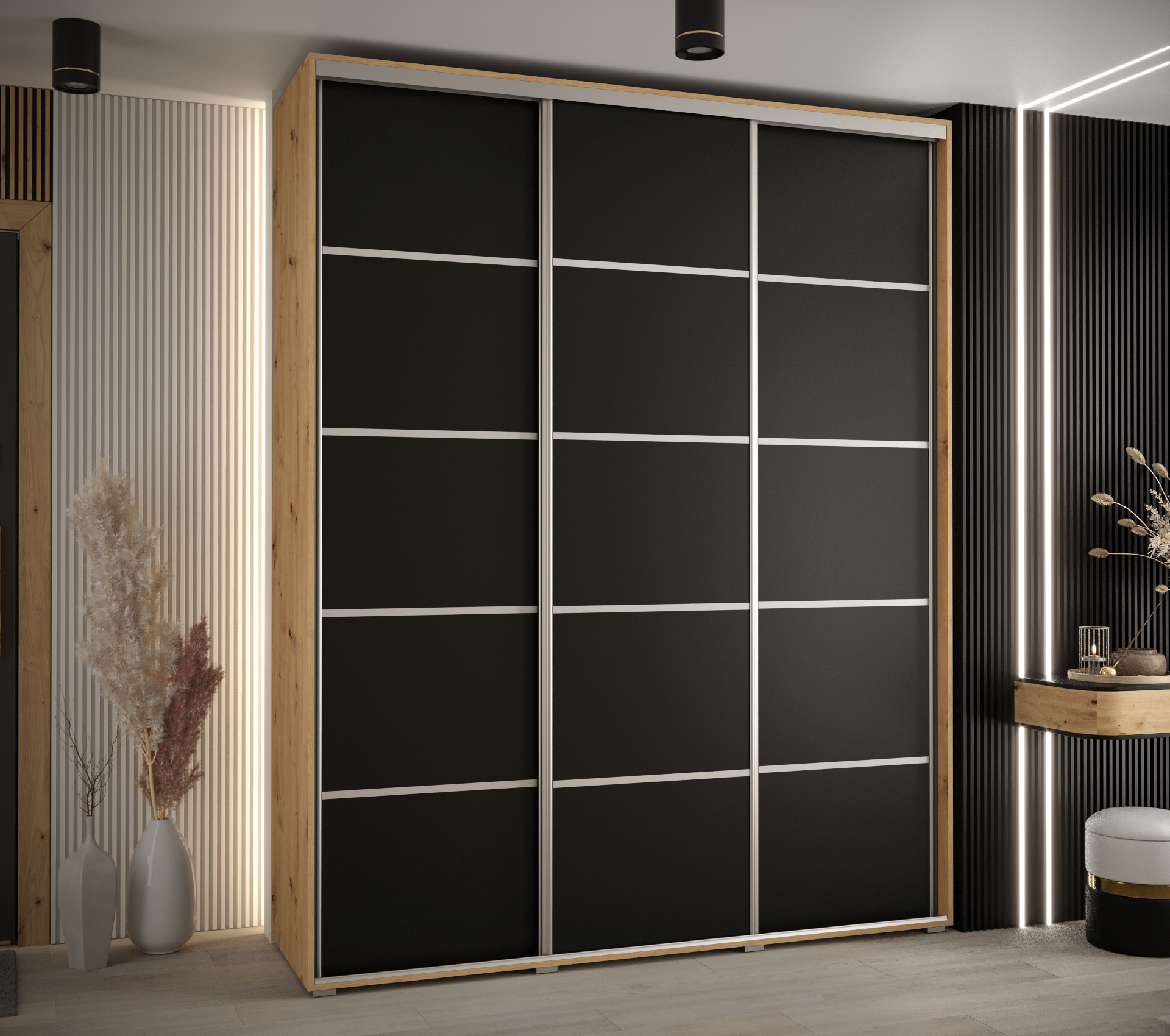 Šatní skříň Cannes 4 - hloubka 60 cm Barva korpusu: Černá