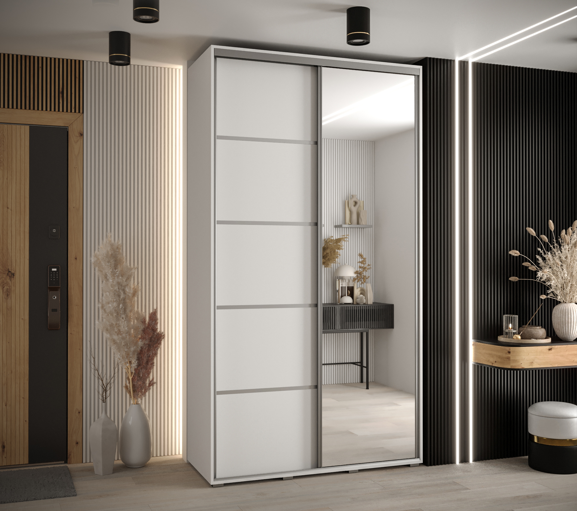 Šatní skříň Cannes 5 - hloubka 45 cm Barva korpusu: Bílá