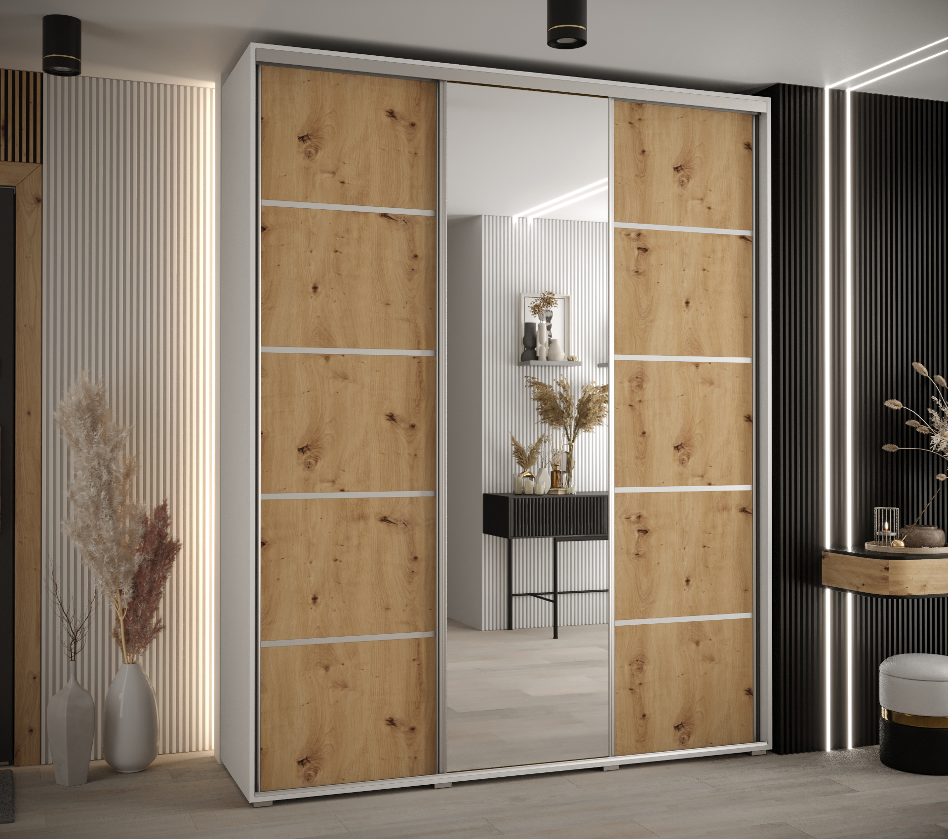 Šatní skříň Cannes 5 - hloubka 60 cm Barva korpusu: Dub - Artisan