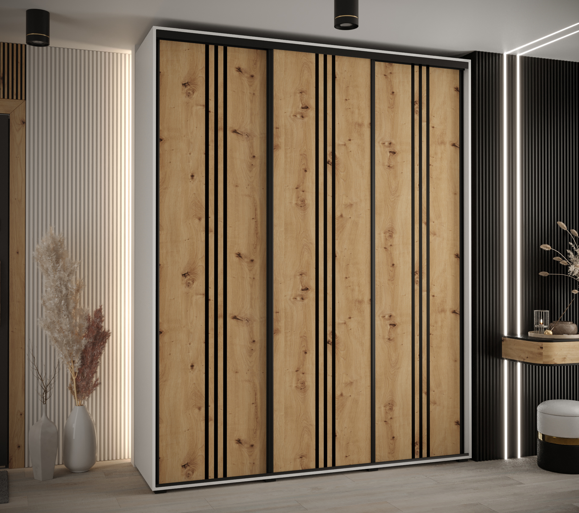 Šatní skříň Cannes 6 - hloubka 60 cm Barva korpusu: Bílá