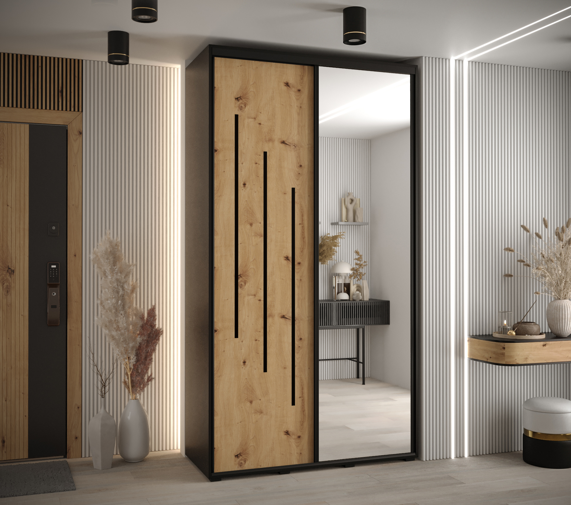 Šatní skříň Cannes 9 - hloubka 60 cm Barva korpusu: Dub - Artisan