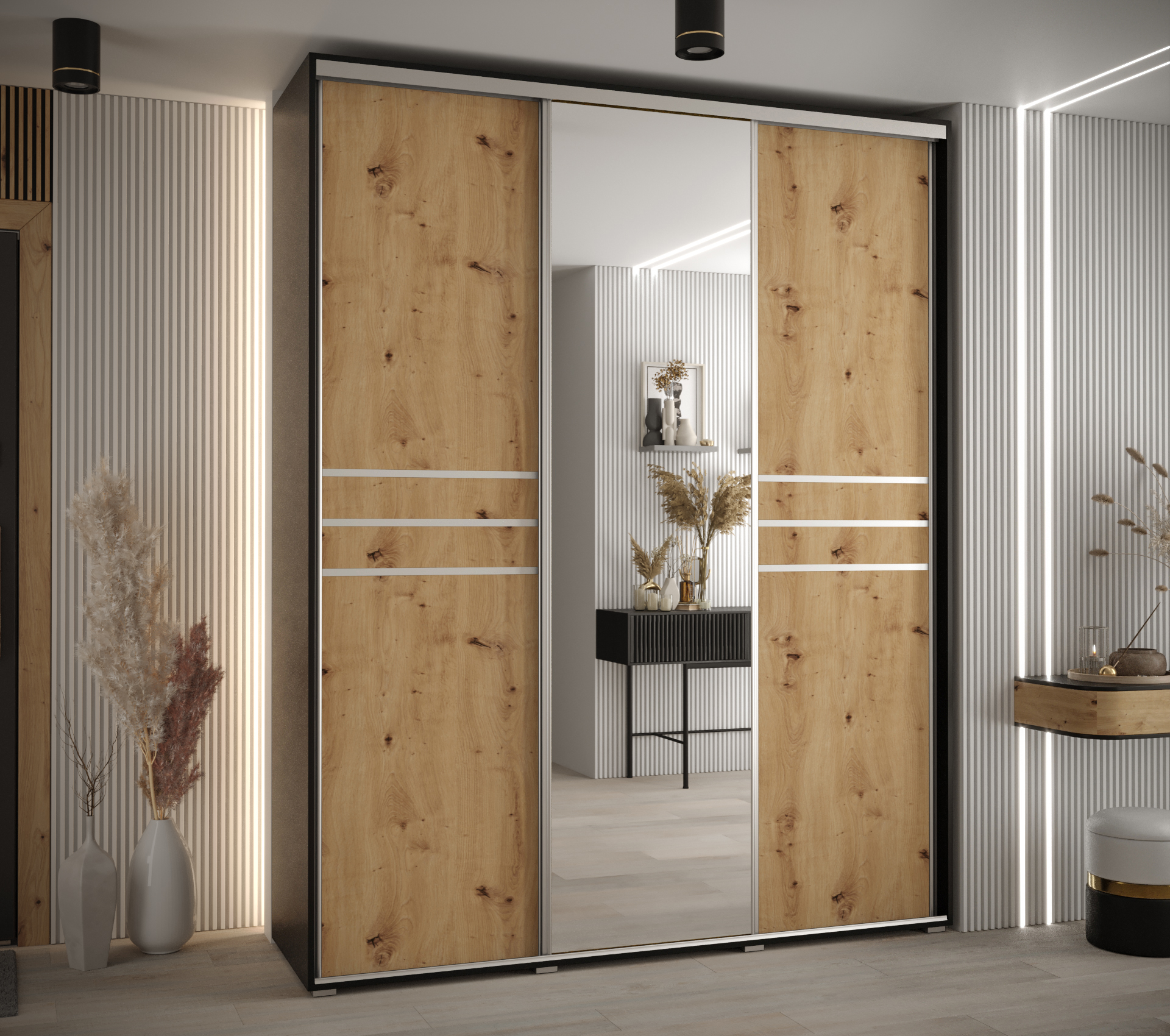 Šatní skříň Davos 11 - hloubka 45 cm Barva korpusu: Černá