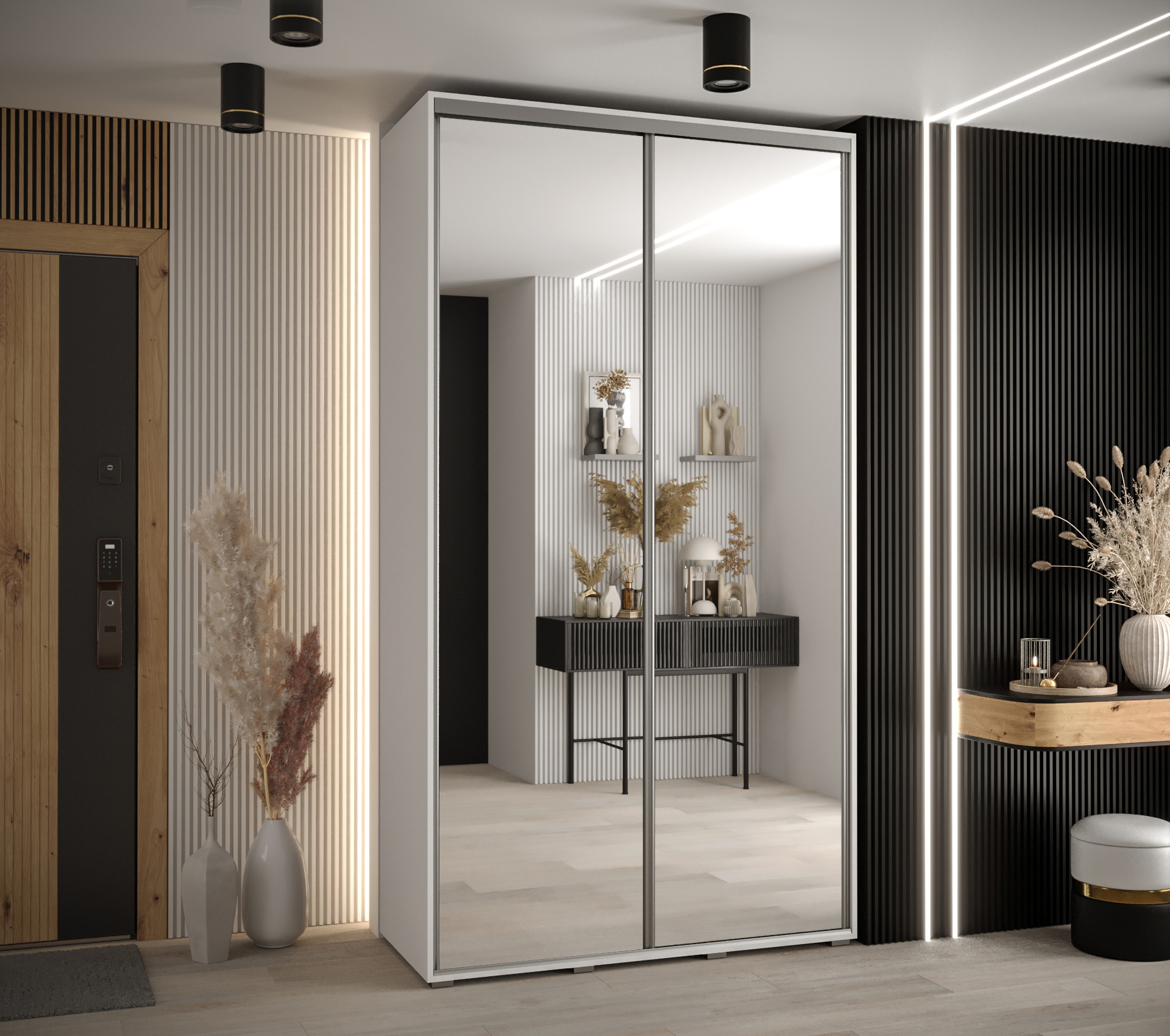 Šatní skříň Davos 2 - hloubka 45 cm Barva korpusu: Černá