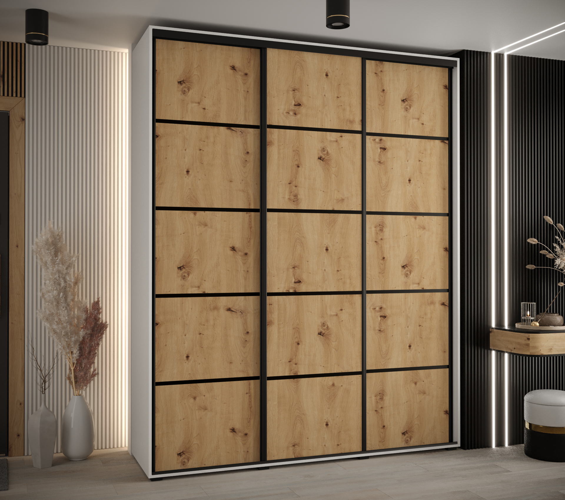 Šatní skříň Davos 4 - hloubka 60 cm Barva korpusu: Dub - Artisan