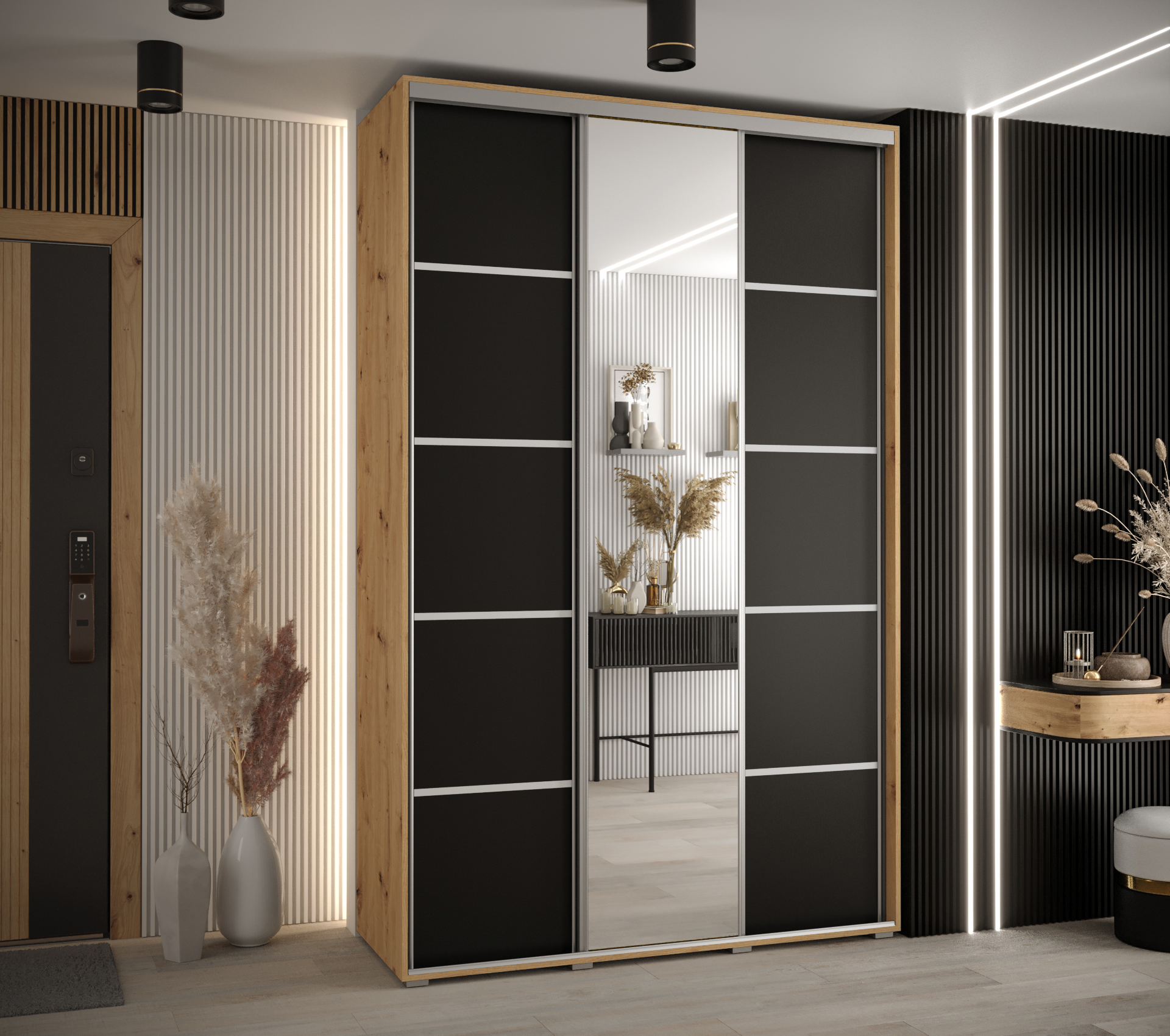 Šatní skříň Davos 5 - hloubka 45 cm Barva korpusu: Černá