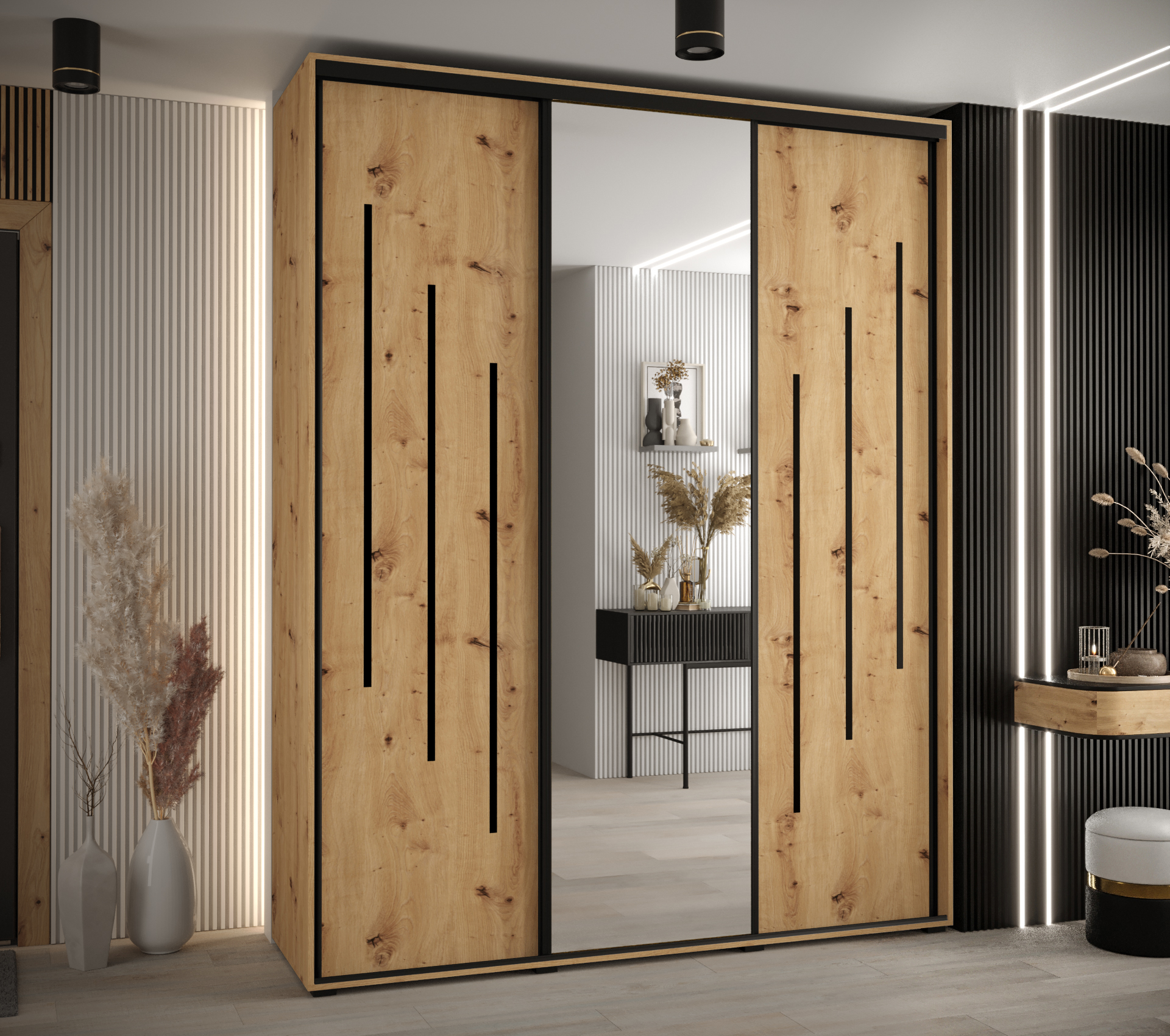 Šatní skříň Davos 9 - hloubka 45 cm Barva korpusu: Černá