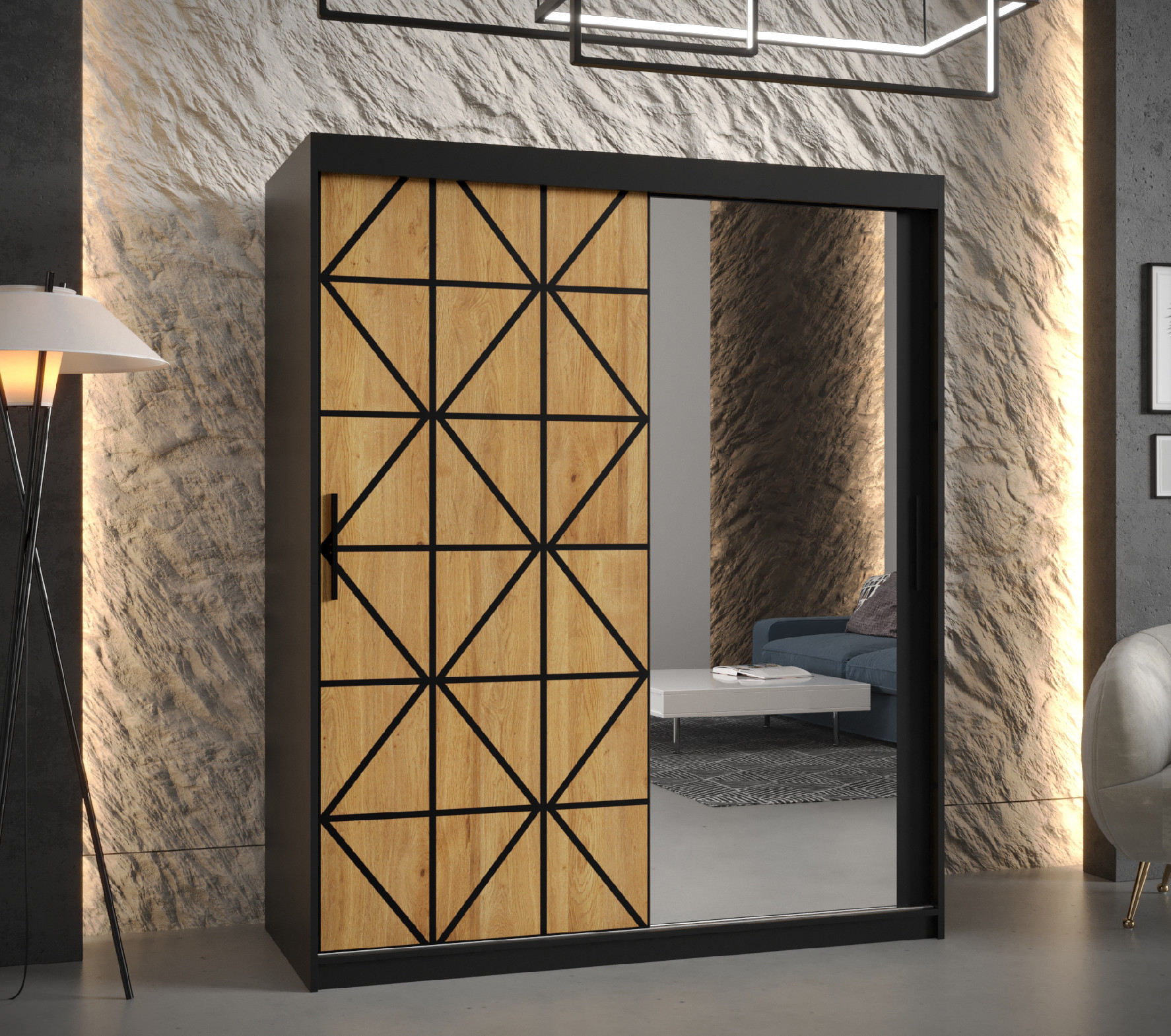 Šatní skříň Abi Osaka 2 Barva korpusu: Černá