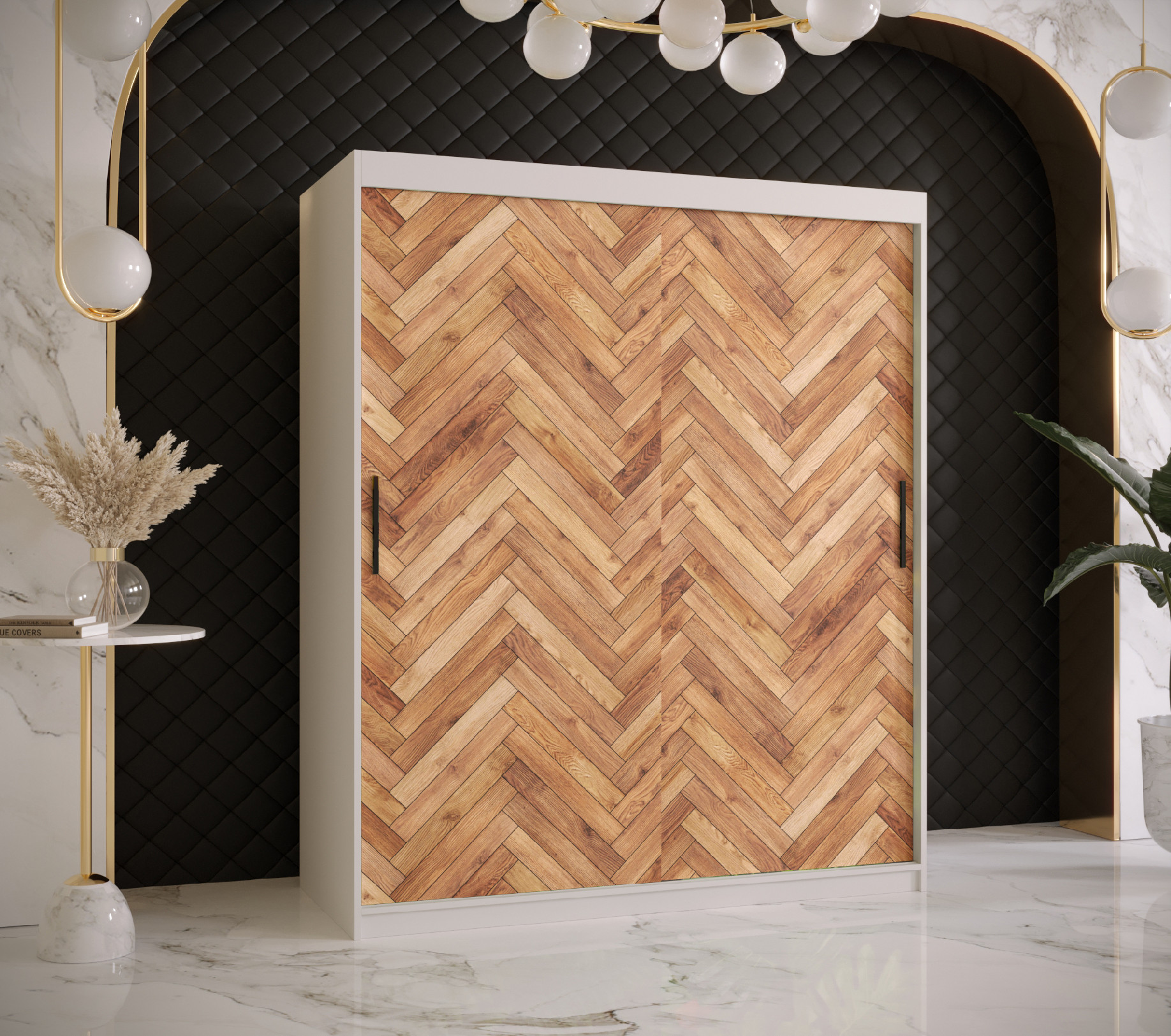 Šatní skříň Abi Parkiet 1 Barva korpusu: Bílá