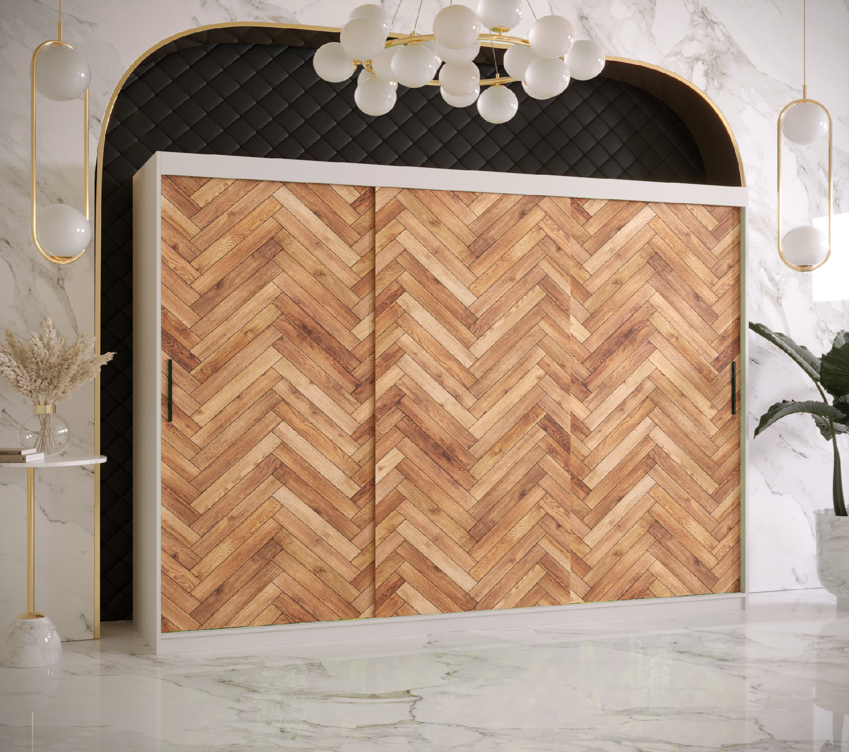 Šatní skříň Abi Parkiet 1 Barva korpusu: Bílá