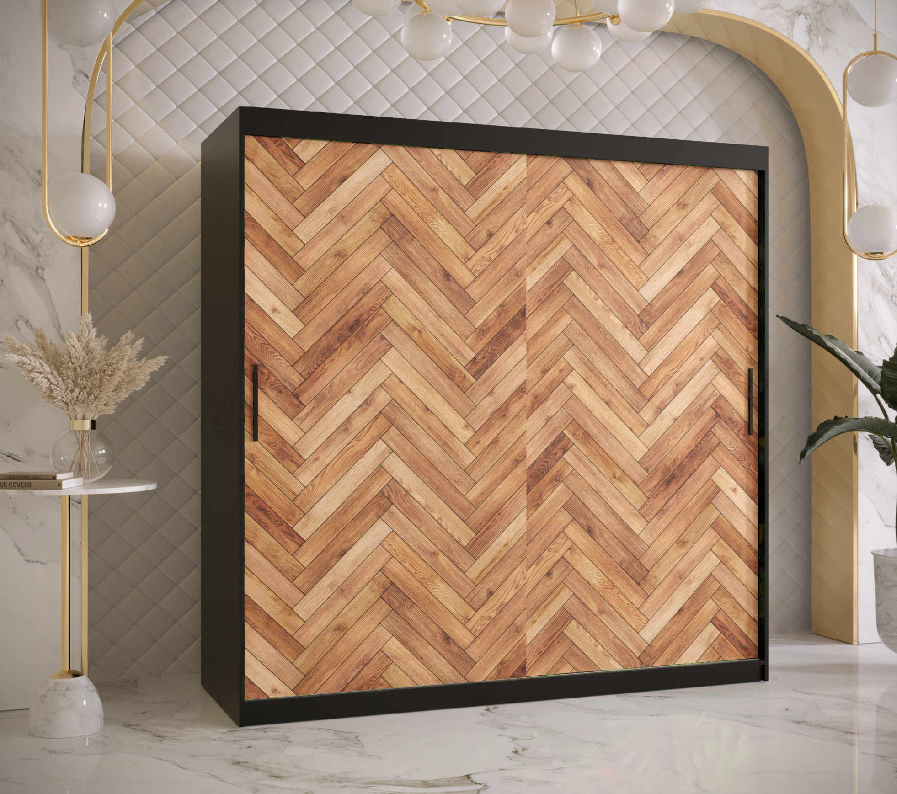 Šatní skříň Abi Parkiet 1 Barva korpusu: Černá