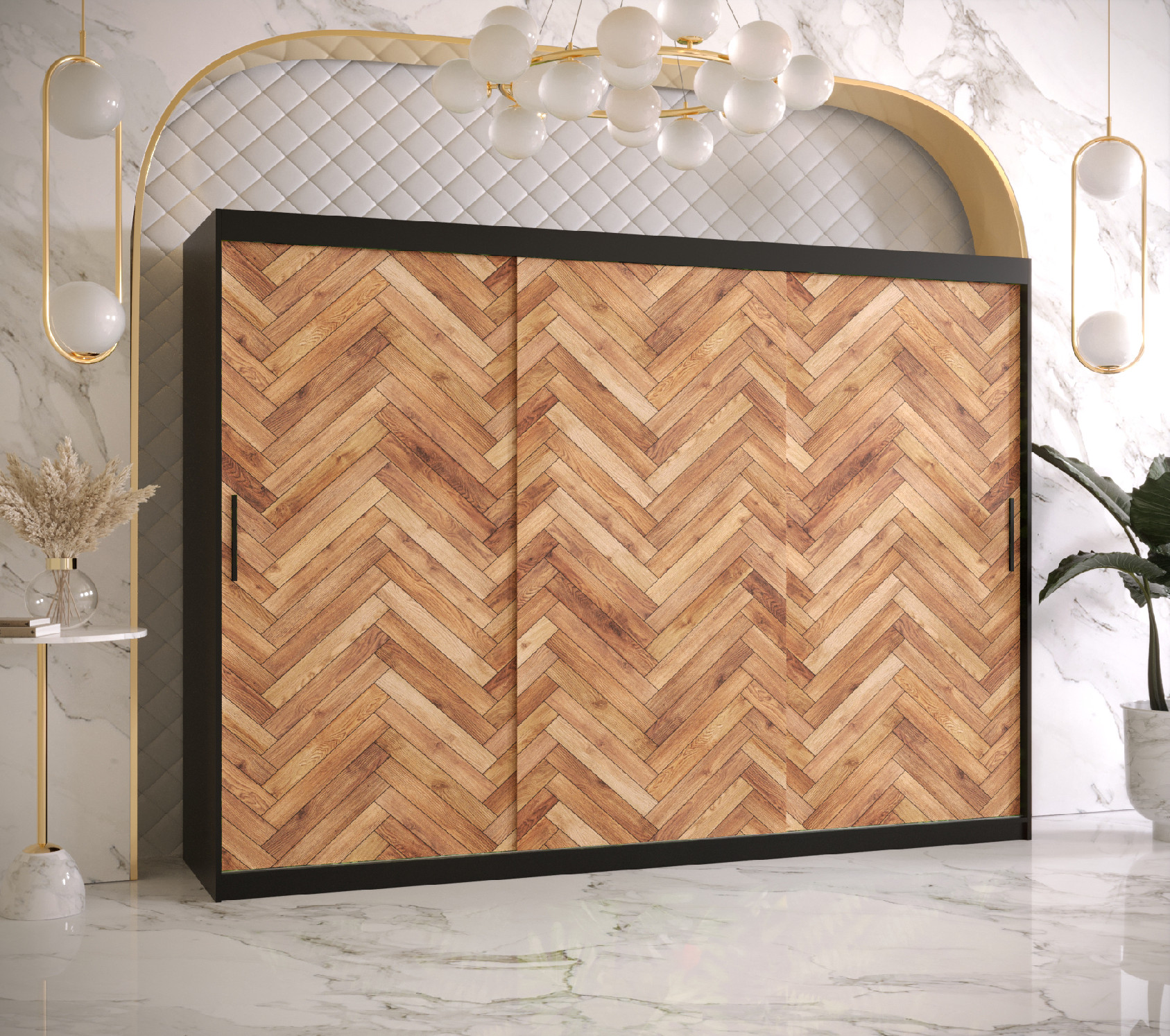 Šatní skříň Abi Parkiet 1 Barva korpusu: Černá