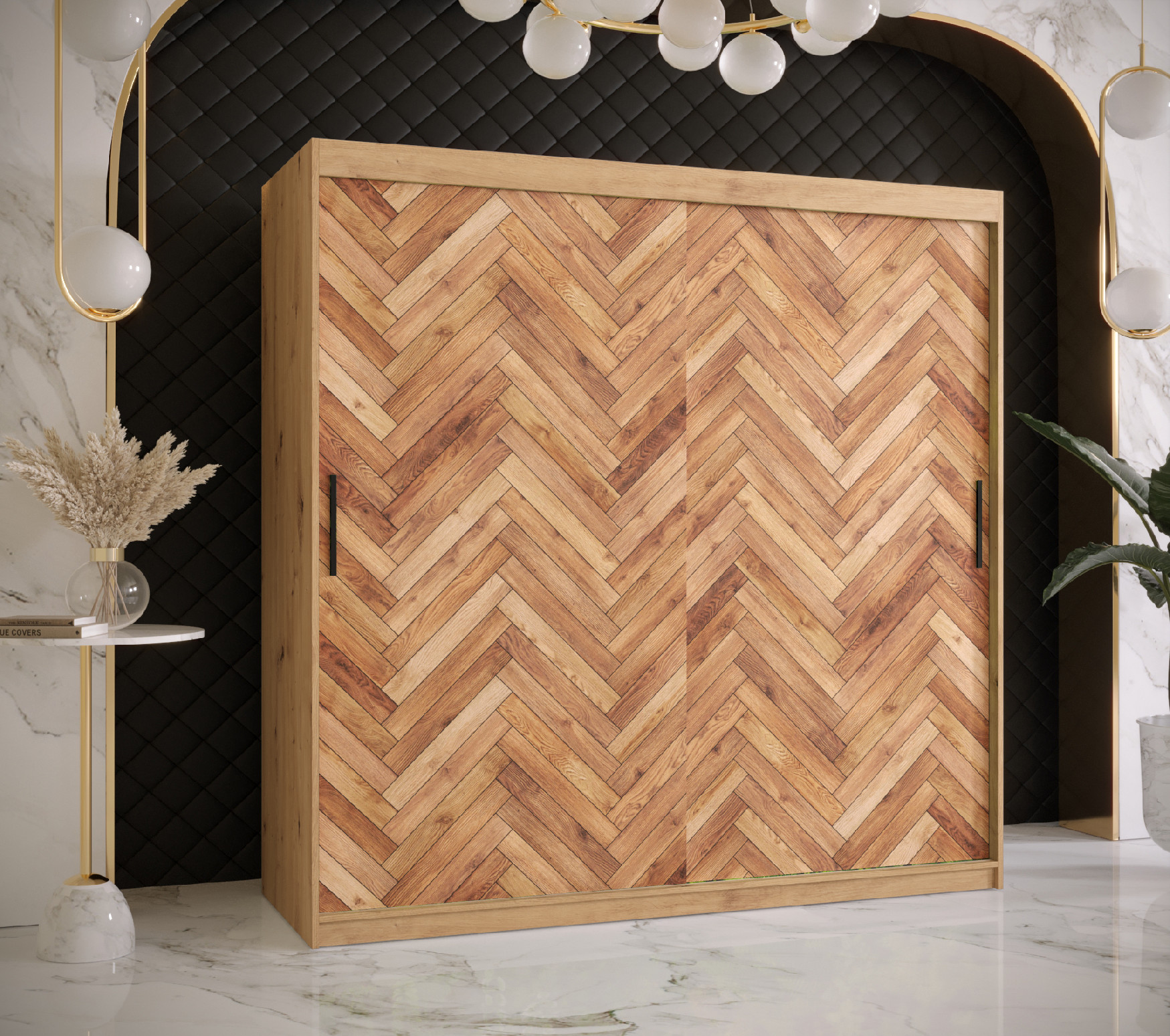 Šatní skříň Abi Parkiet 1 Barva korpusu: Dub - Artisan