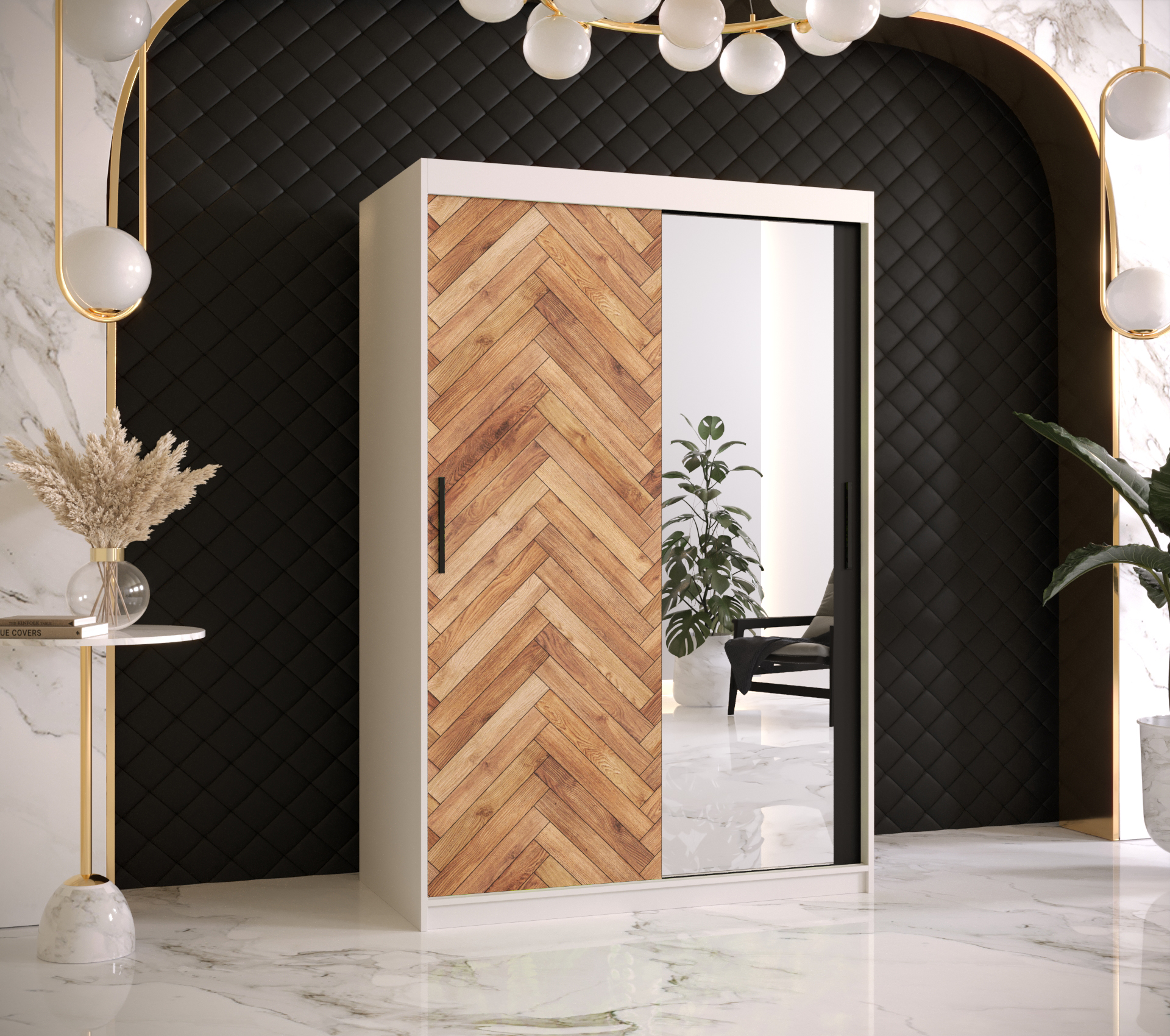 Šatní skříň Abi Parkiet 2 Barva korpusu: Bílá