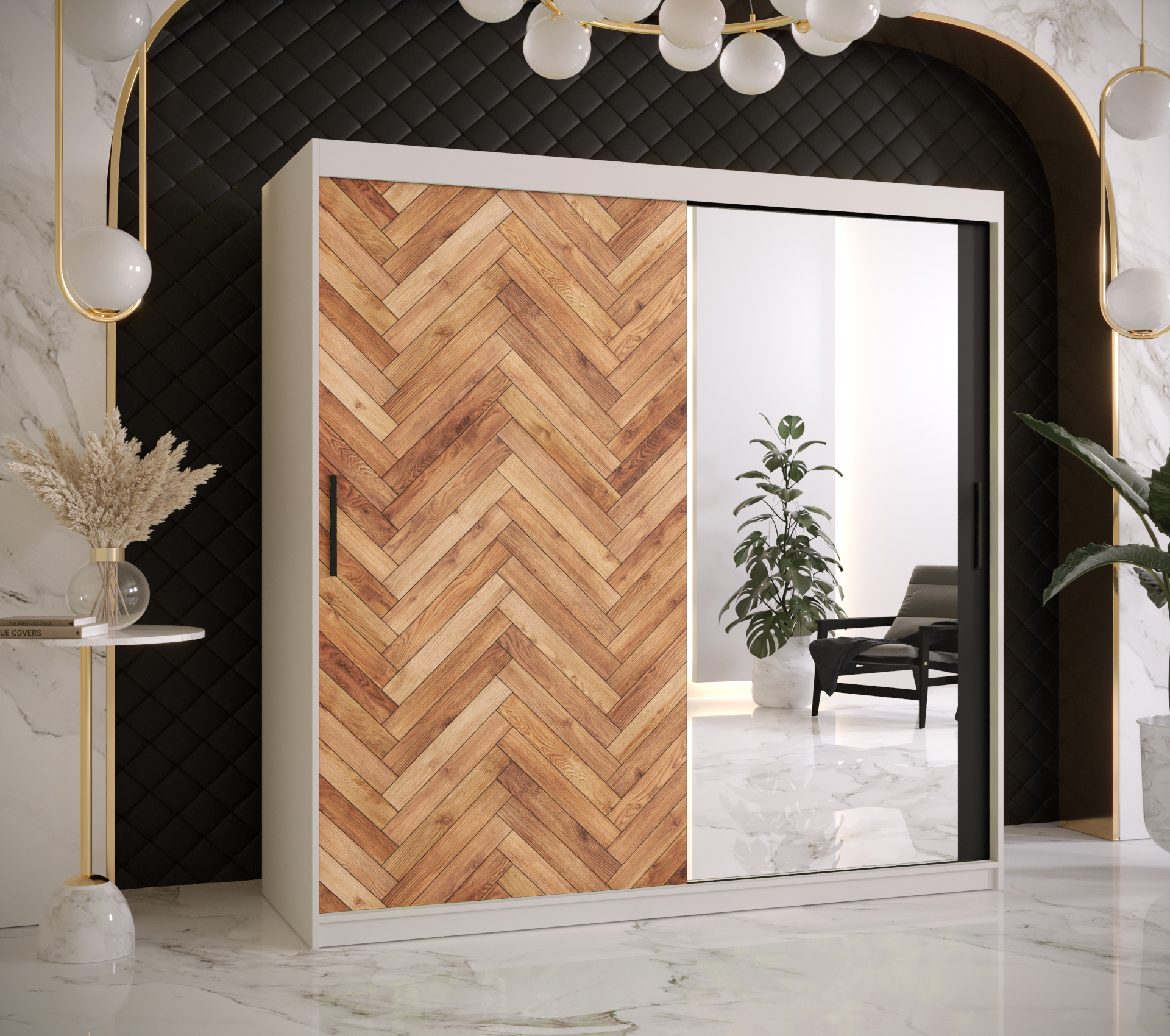 Šatní skříň Abi Parkiet 2 Barva korpusu: Bílá