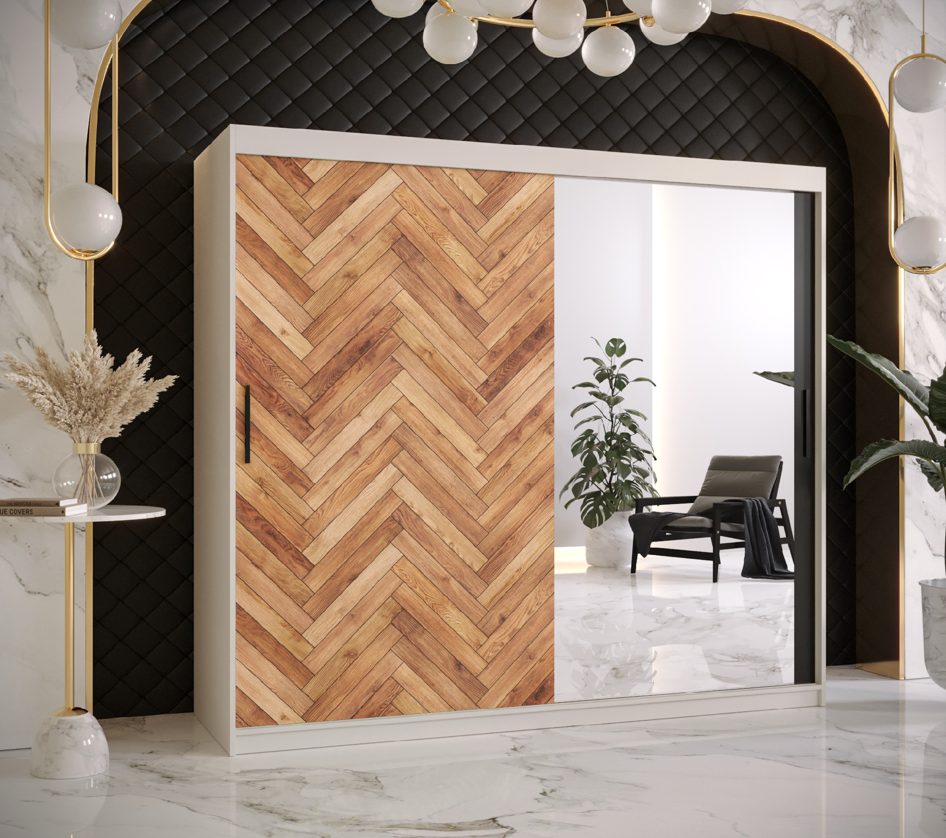 Šatní skříň Abi Parkiet 2 Barva korpusu: Bílá