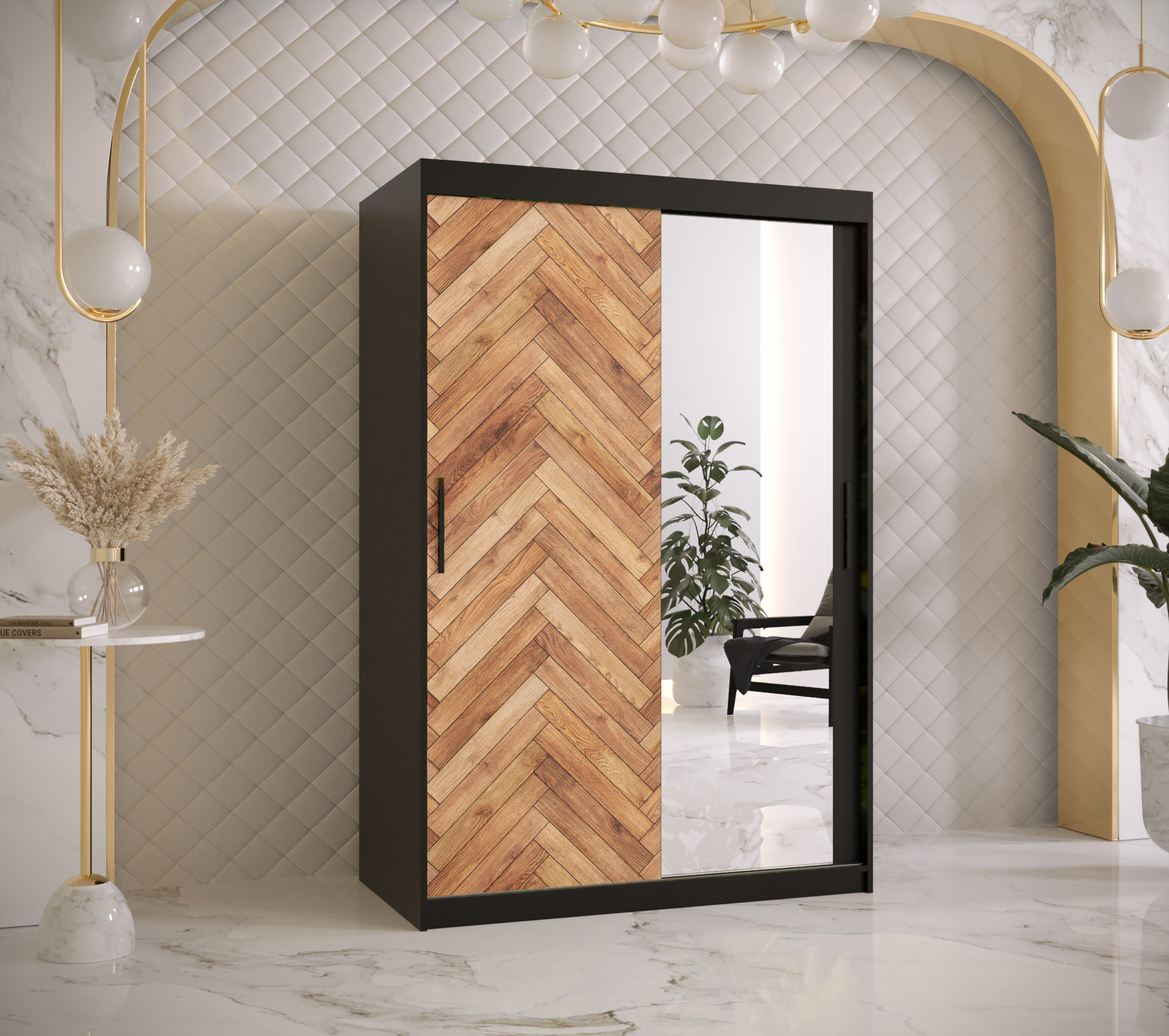 Šatní skříň Abi Parkiet 2 Barva korpusu: Černá