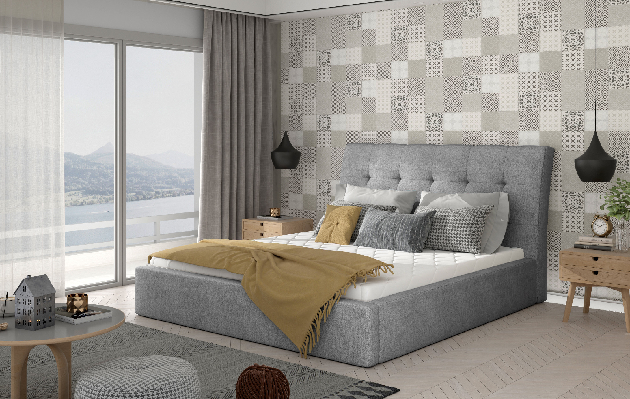 Postel Inge - kovový rám + plynový zdvih + úložný prostor Rozměr: 140 x 200 cm