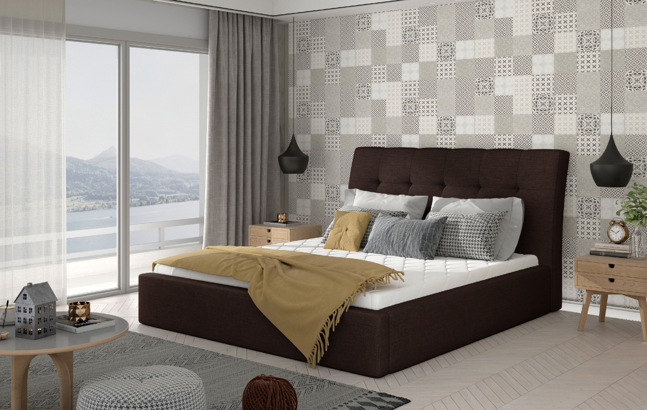 Postel Inge - kovový rám + plynový zdvih + úložný prostor Rozměr: 140 x 200 cm