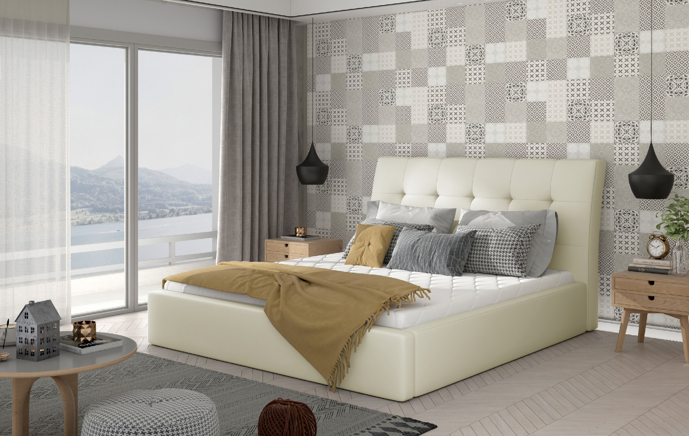 Postel Inge - kovový rám + plynový zdvih + úložný prostor Rozměr: 160x200 cm
