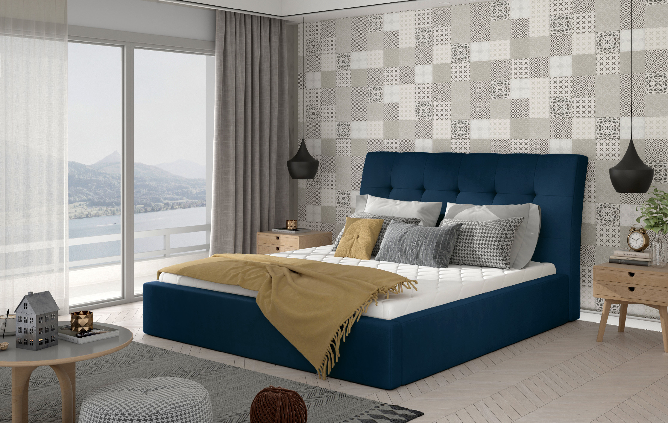 Postel Inge - kovový rám + plynový zdvih + úložný prostor Rozměr: 180x200 cm