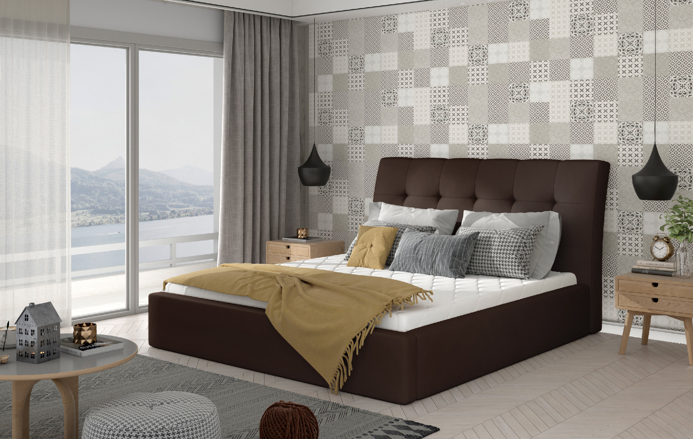 Postel Inge - kovový rám + plynový zdvih + úložný prostor Rozměr: 180x200 cm