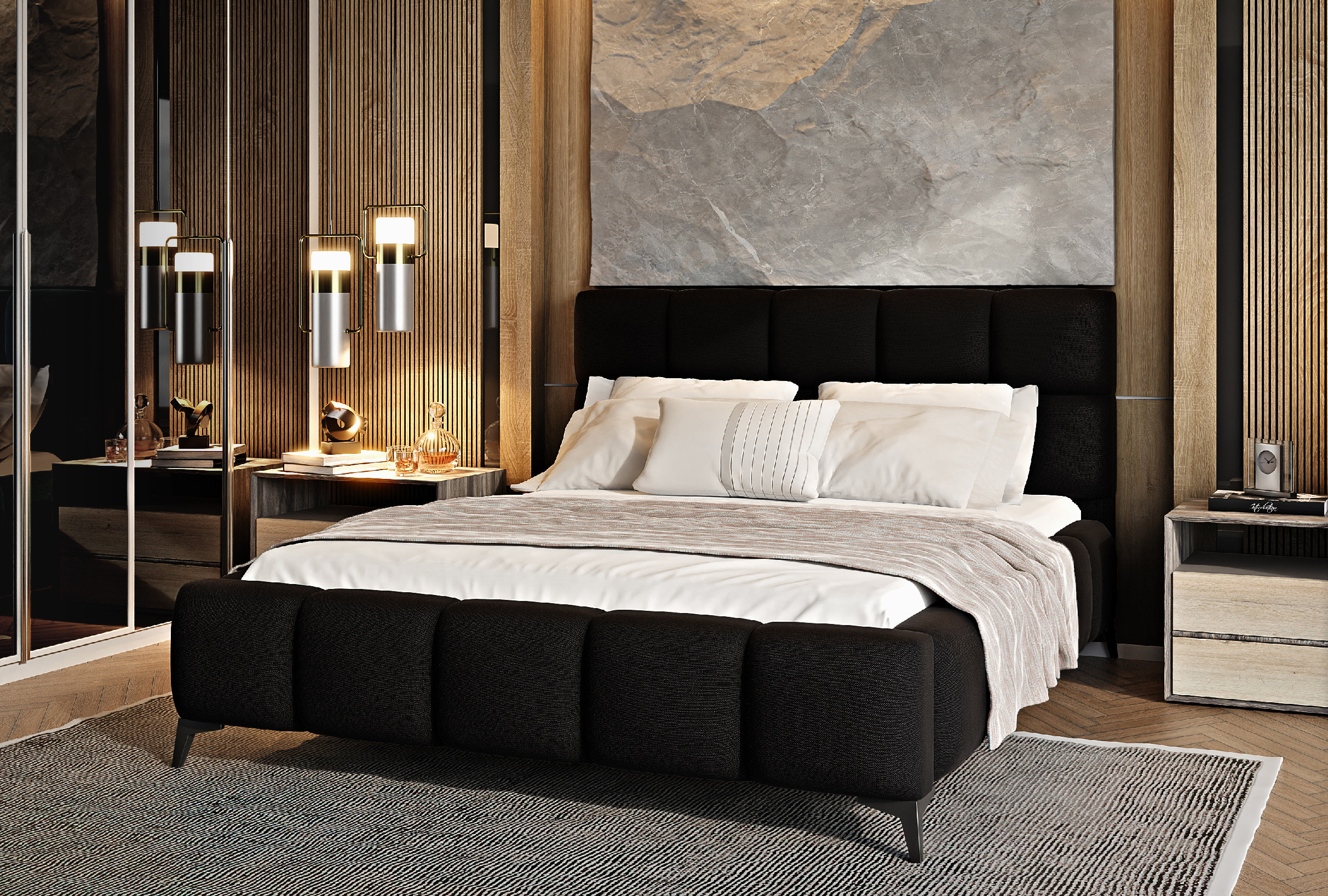 Postel Mist - kovový rám + úložný prostor Rozměr: 160x200 cm