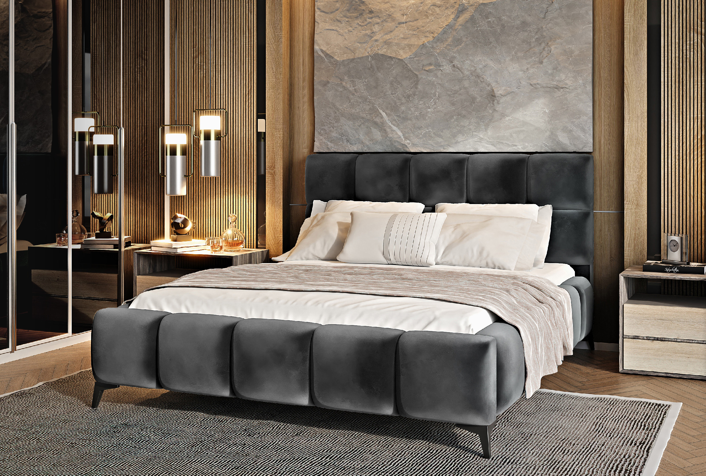 Postel Mist - kovový rám + úložný prostor Rozměr: 180x200 cm