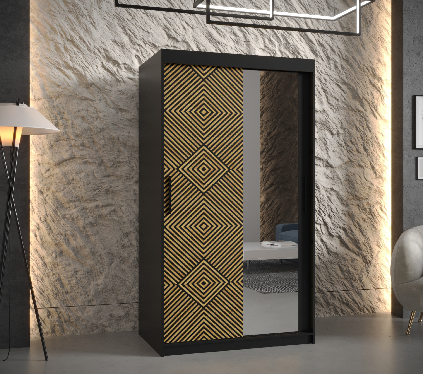 Šatní skříň Abi Kair 2 Barva korpusu: Černá