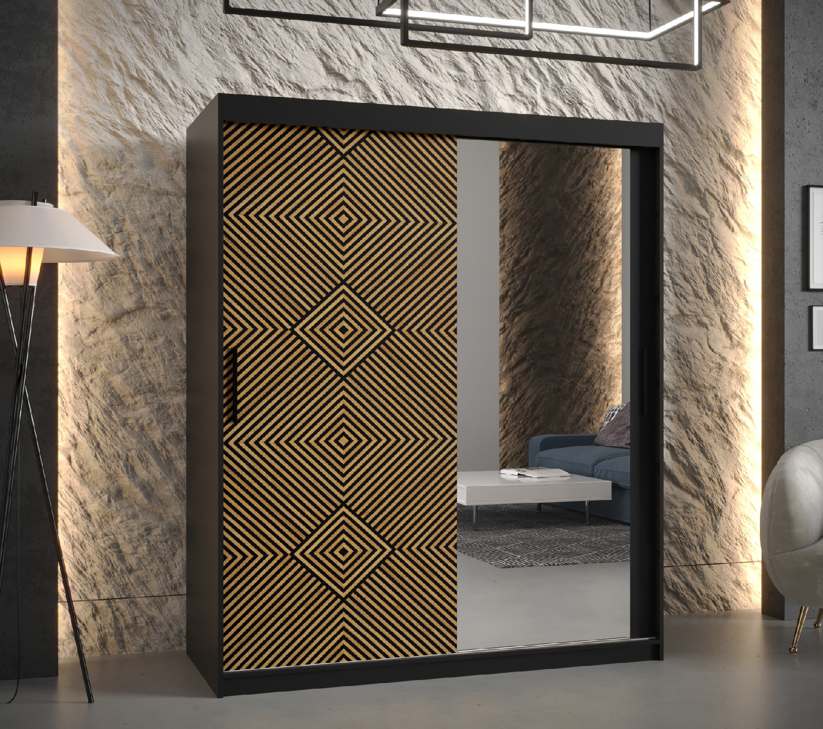 Šatní skříň Abi Kair 2 Barva korpusu: Černá