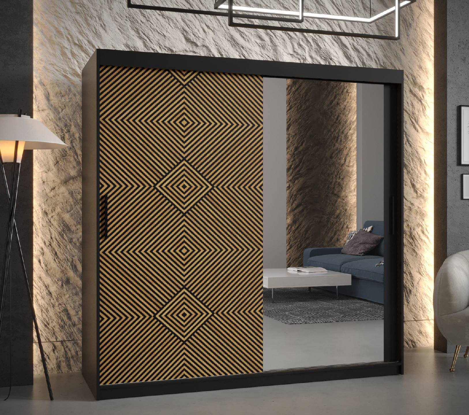 Šatní skříň Abi Kair 2 Barva korpusu: Černá