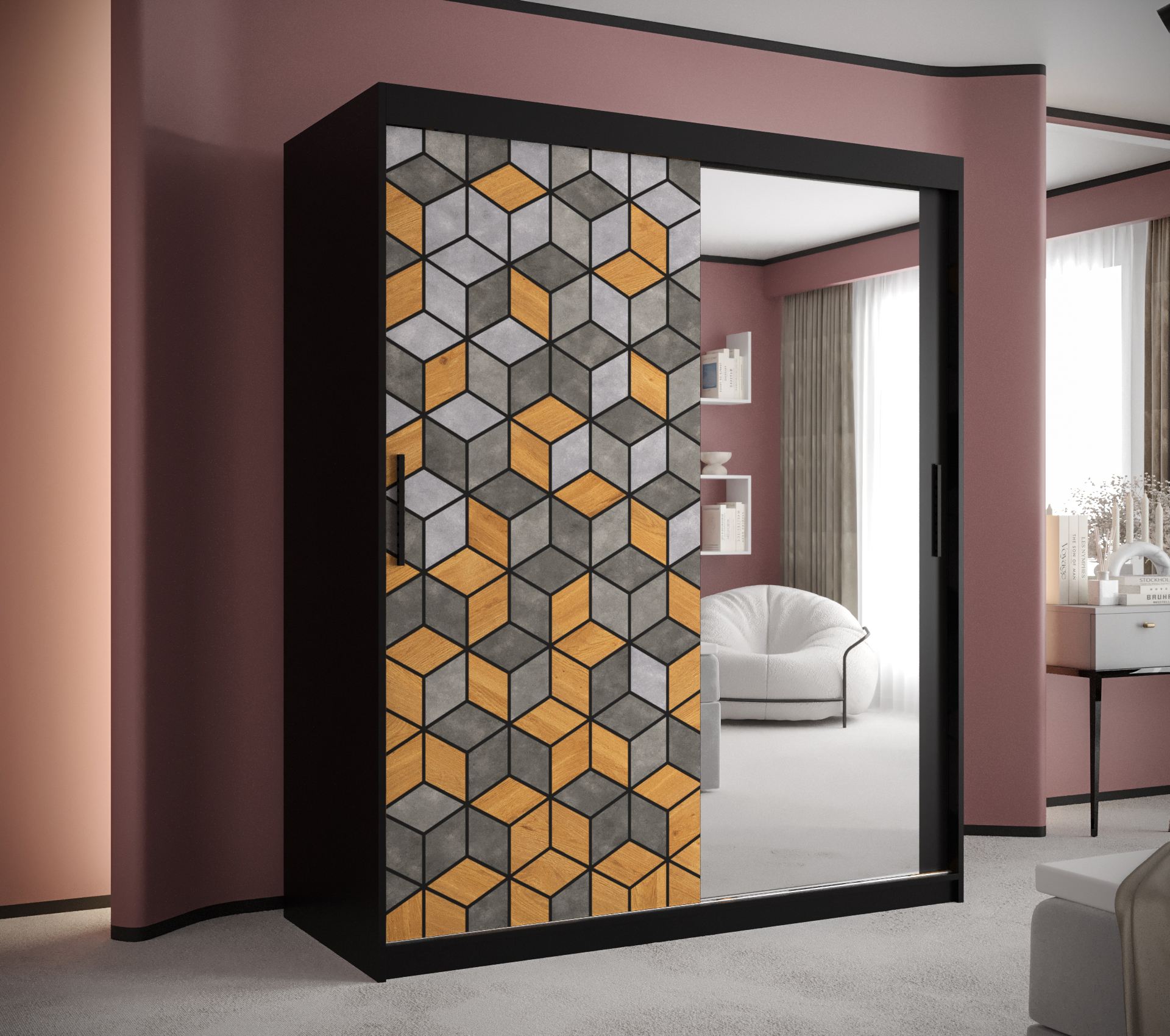 Šatní skříň Abi Lizbona 2 Barva korpusu: Černá