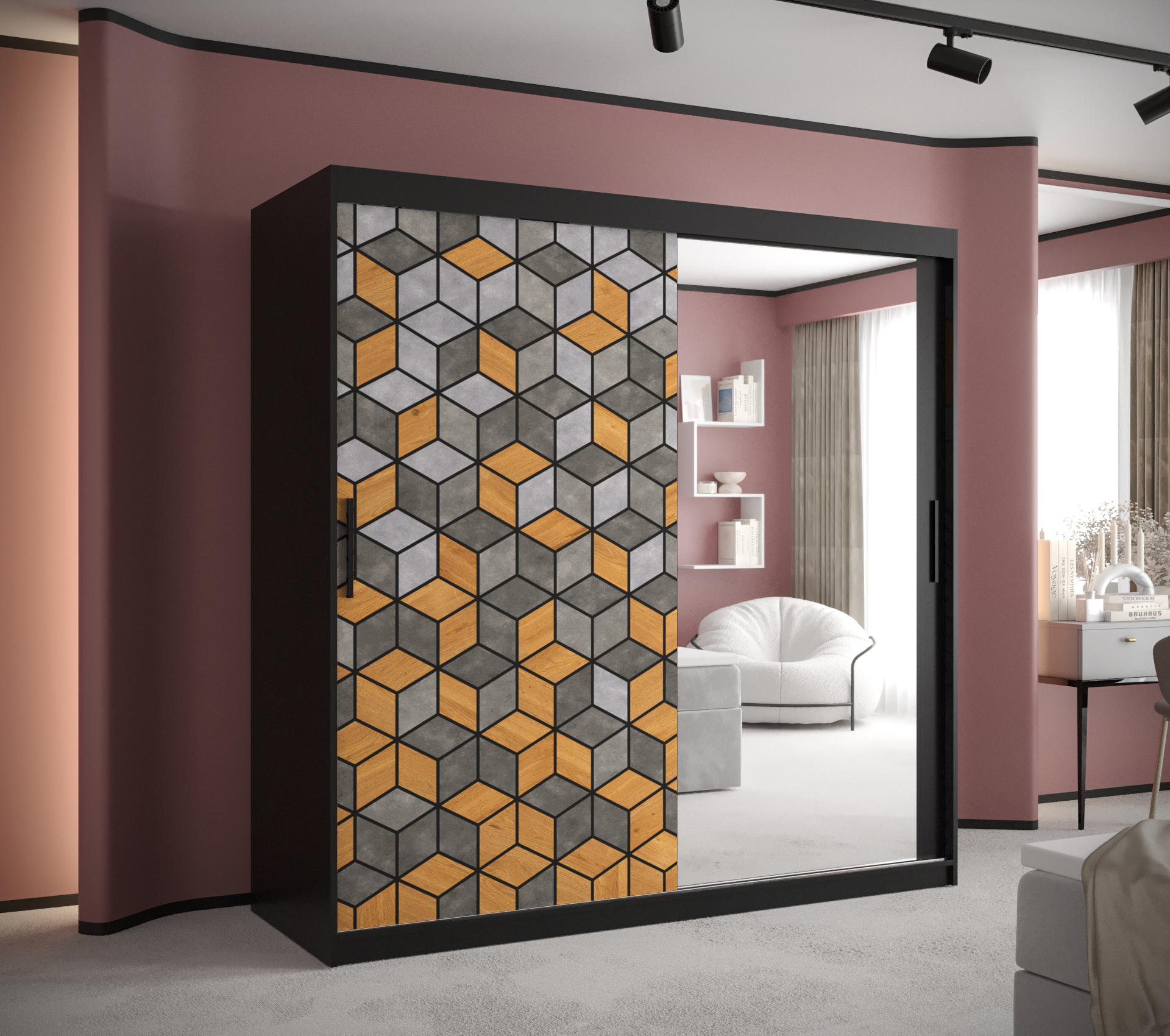 Šatní skříň Abi Lizbona 2 Barva korpusu: Černá