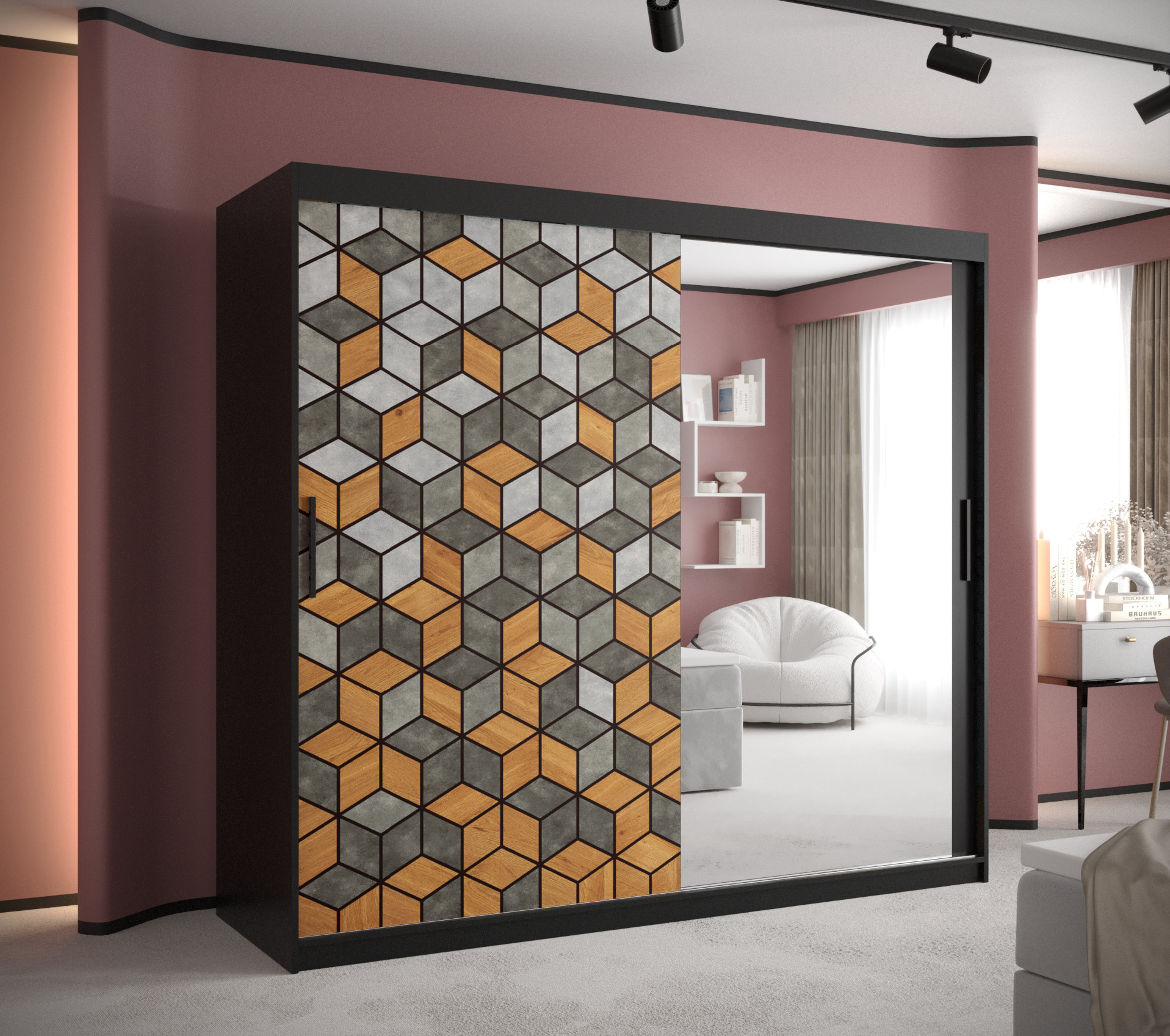 Šatní skříň Abi Lizbona 2 Barva korpusu: Černá